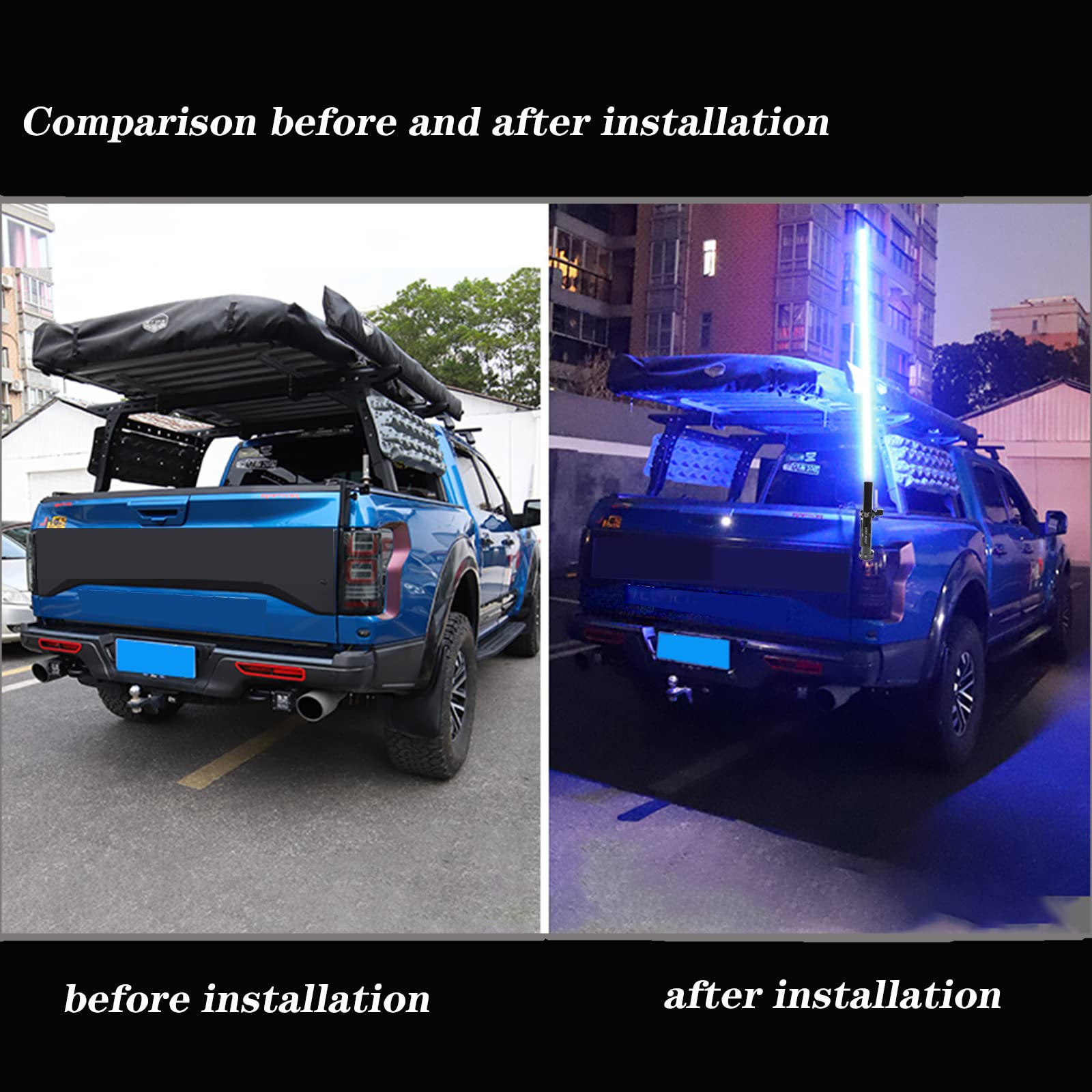 LED Whip Lights for Trucks with Remote Control - 366 Color Modes & 9 Brightness Levels - Compatible with 2015-2020 Ford F150 - Includes Flag Pole Holder (47in, With Flag) - Perfect for Off-Roading, Camping & Truck Shows