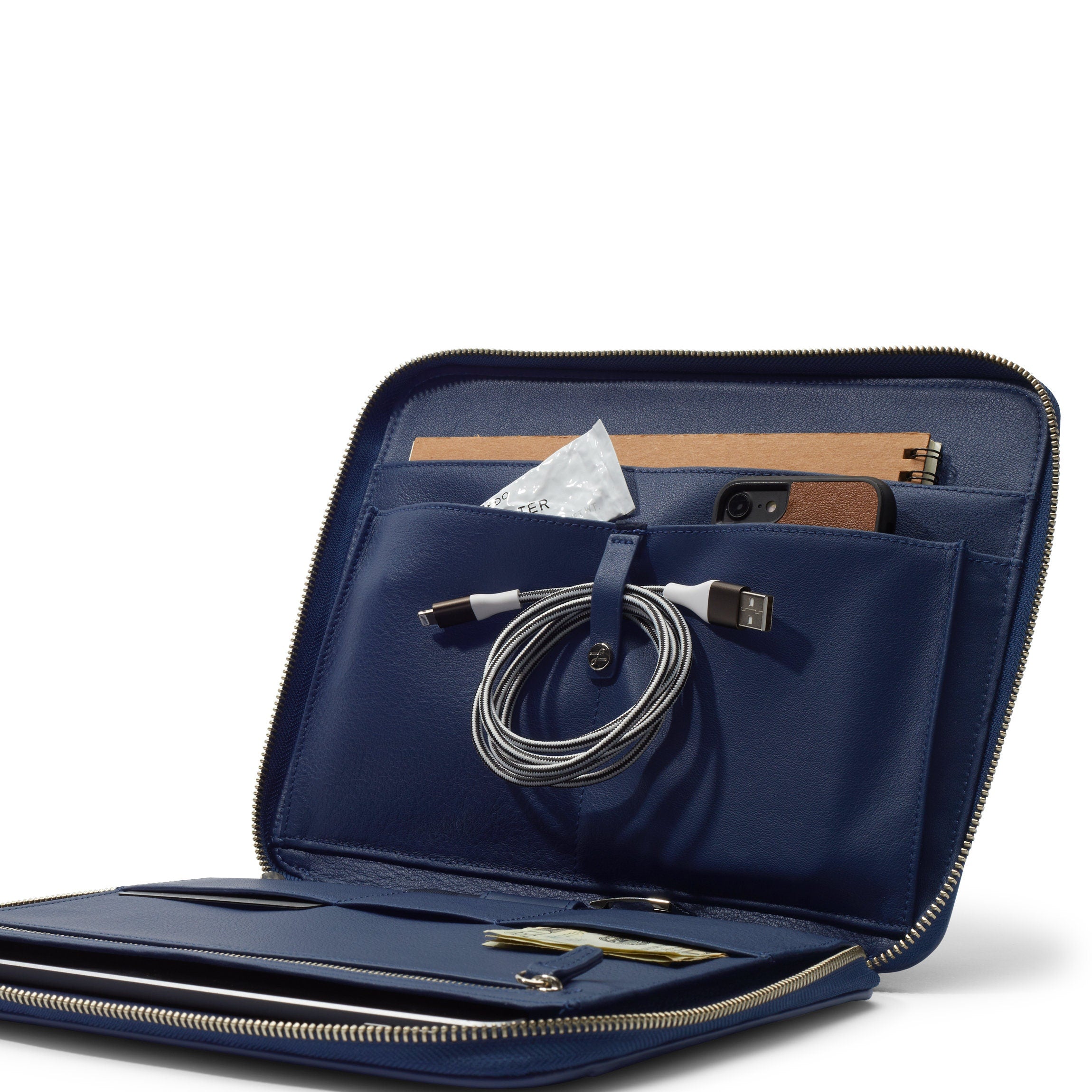 Premium Navy Blue Tech Folio - Stylish Laptop Sleeve & Tablet Case for Work, Travel & School | Durable & Lightweight Organizer for Professionals & Students