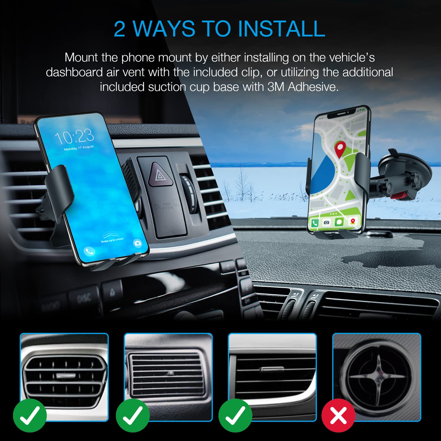 X5 Motorized Qi Car Mount - 15W/7.5W Fast Wireless Charger with Auto-Sensing Clamp for iPhone, Samsung Galaxy & Android Phones | Universal Windshield & Air Vent Mount | Perfect for Commuting, Road Trips & GPS Navigation