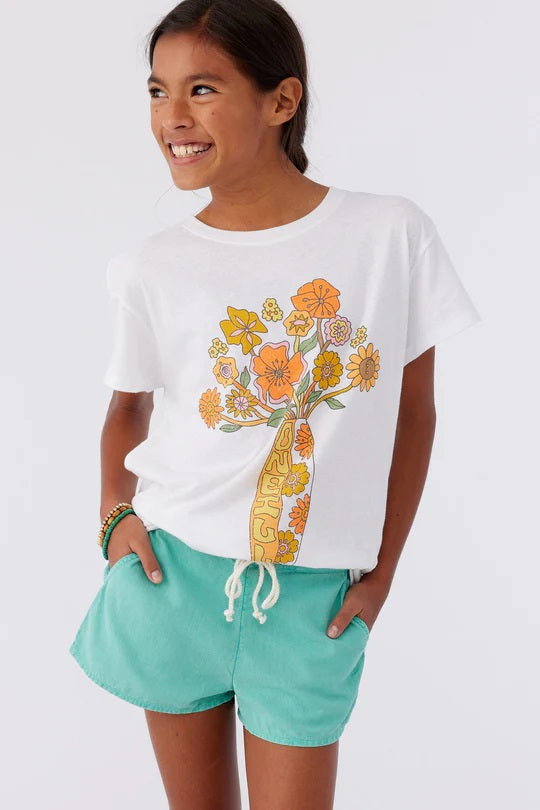O'Neill Kids Girls Floral Print T-Shirt - Cute Flower Bouquet Design for Casual Wear, School & Playtime