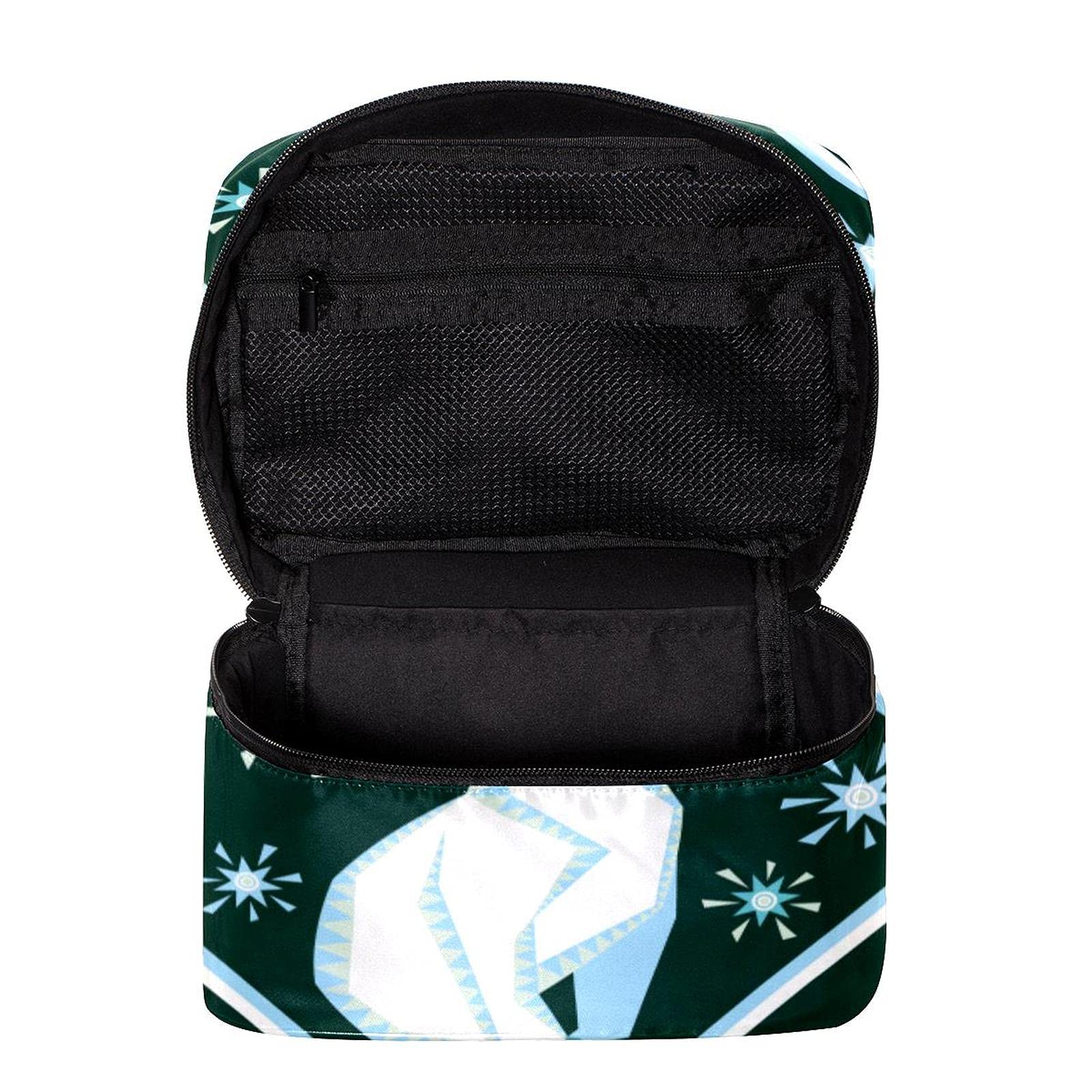 Stylish Abstract Polar Bear Green Pattern Travel Makeup Bag - Large Cosmetic Organizer with Zipper for Women & Girls | Perfect for Vacation, Gym & Daily Essentials Storage