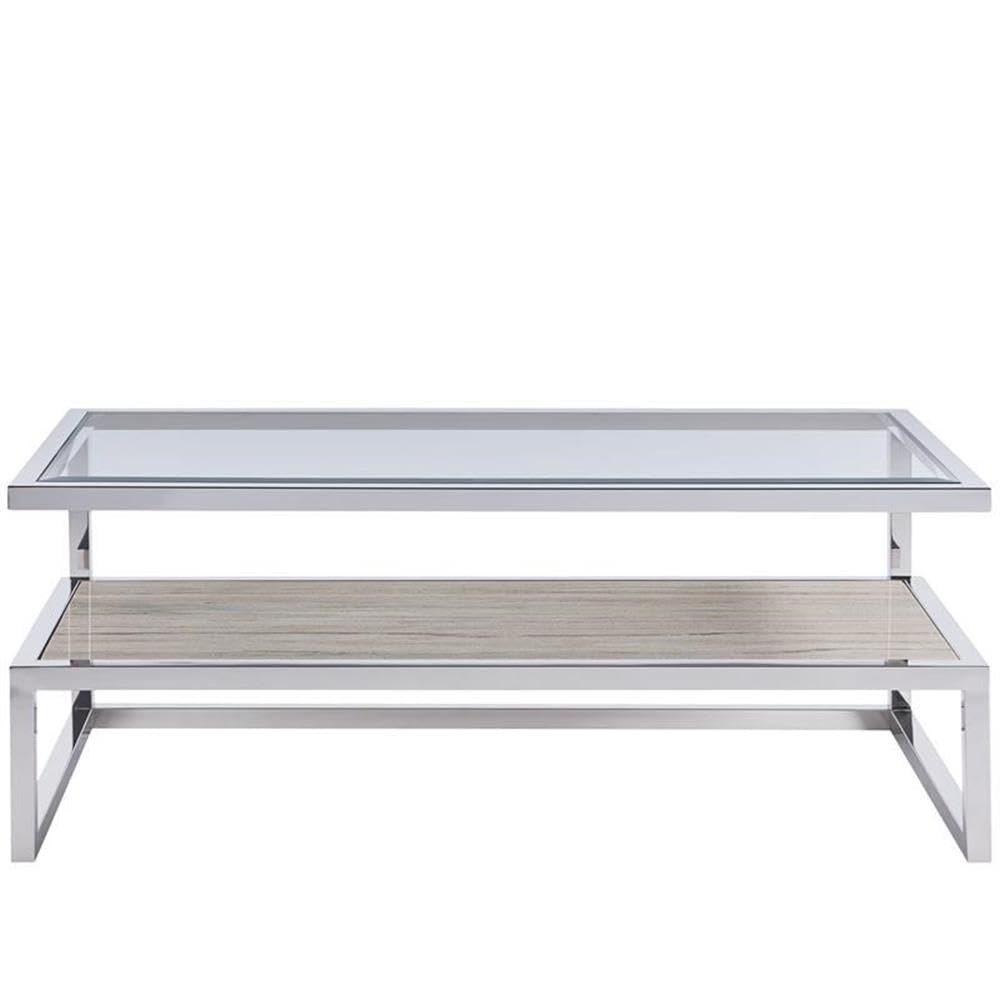 Universal Off White Coffee Table with Stone Shelf - Modern Living Room Furniture for Home Decor & Entertainment