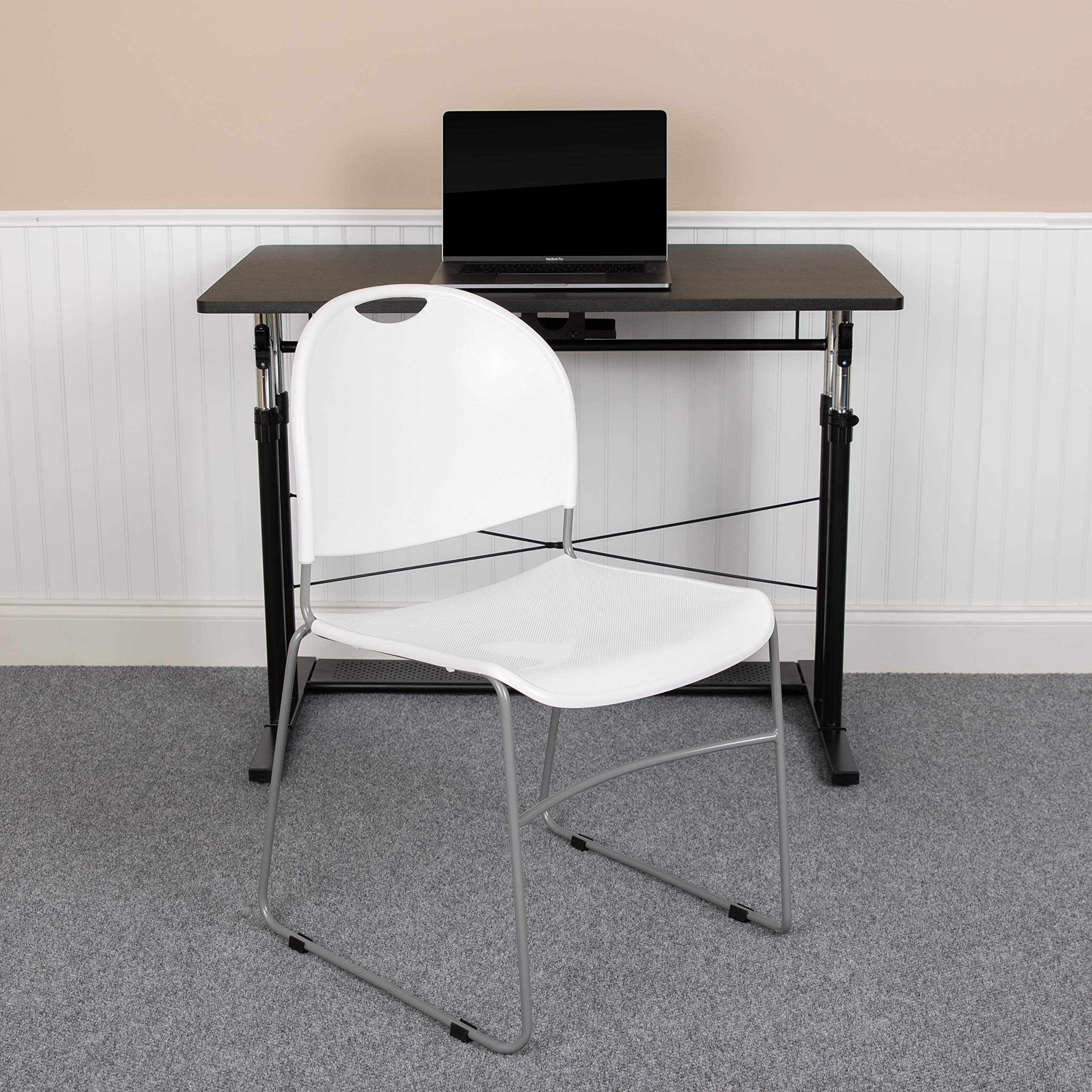 5 Pack White Ultra-Compact Stackable School Chairs - Lightweight Office Guest Chairs & Student Chairs for Classrooms, Events, and Small Spaces