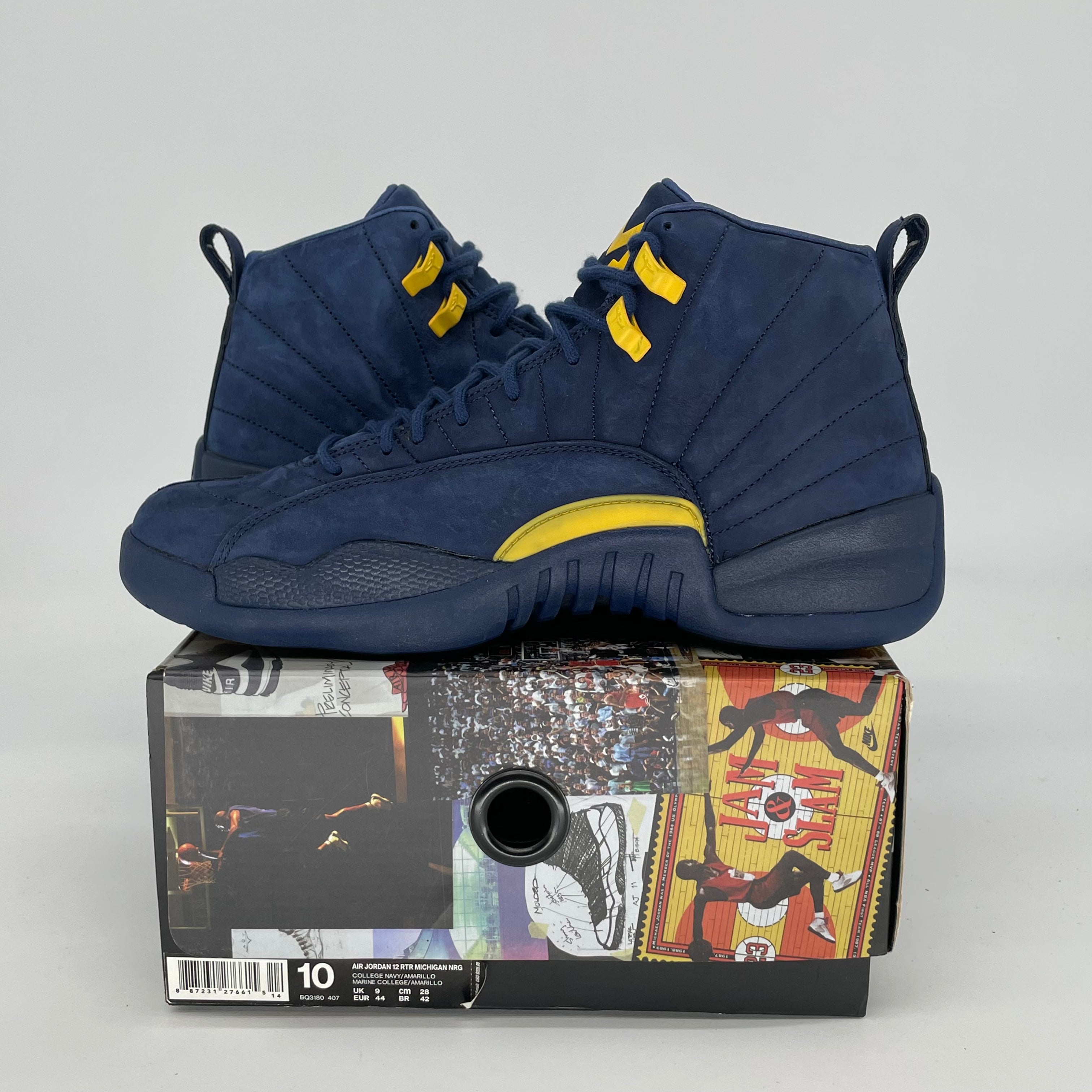 AIR JORDAN 12 Michigan Basketball Shoes - Men's Size 10/Women's Size 11.5 (BQ3180-407) - Retro Sneakers for Sports, Casual Wear & Sneaker Collection