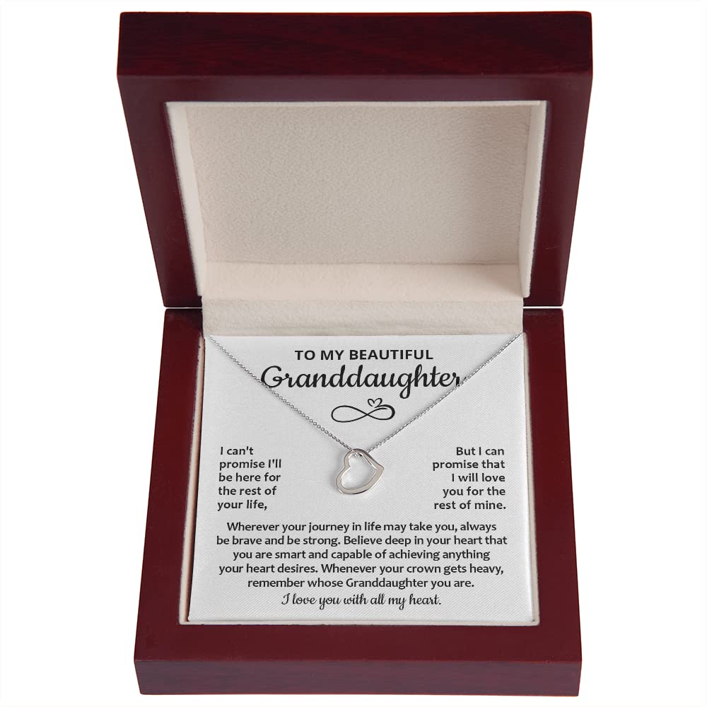 To My Granddaughter Necklace - Sterling Silver Heart Pendant Jewelry Gift from Grandma/Grandpa - Perfect for Birthday, Graduation & Special Occasions - Cherished Keepsake for Granddaughters