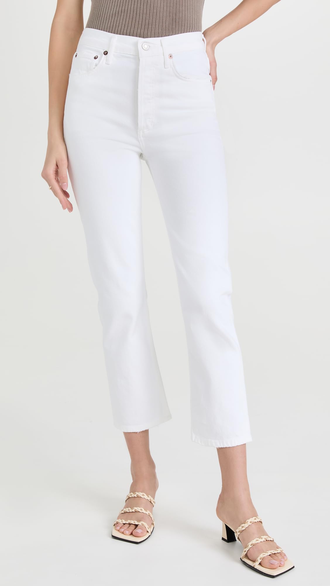 AGOLDE Women's Riley High Rise Crop Jeans - Distressed Denim Skinny Jeans for Women | Perfect for Casual Outfits, Street Style & Everyday Wear