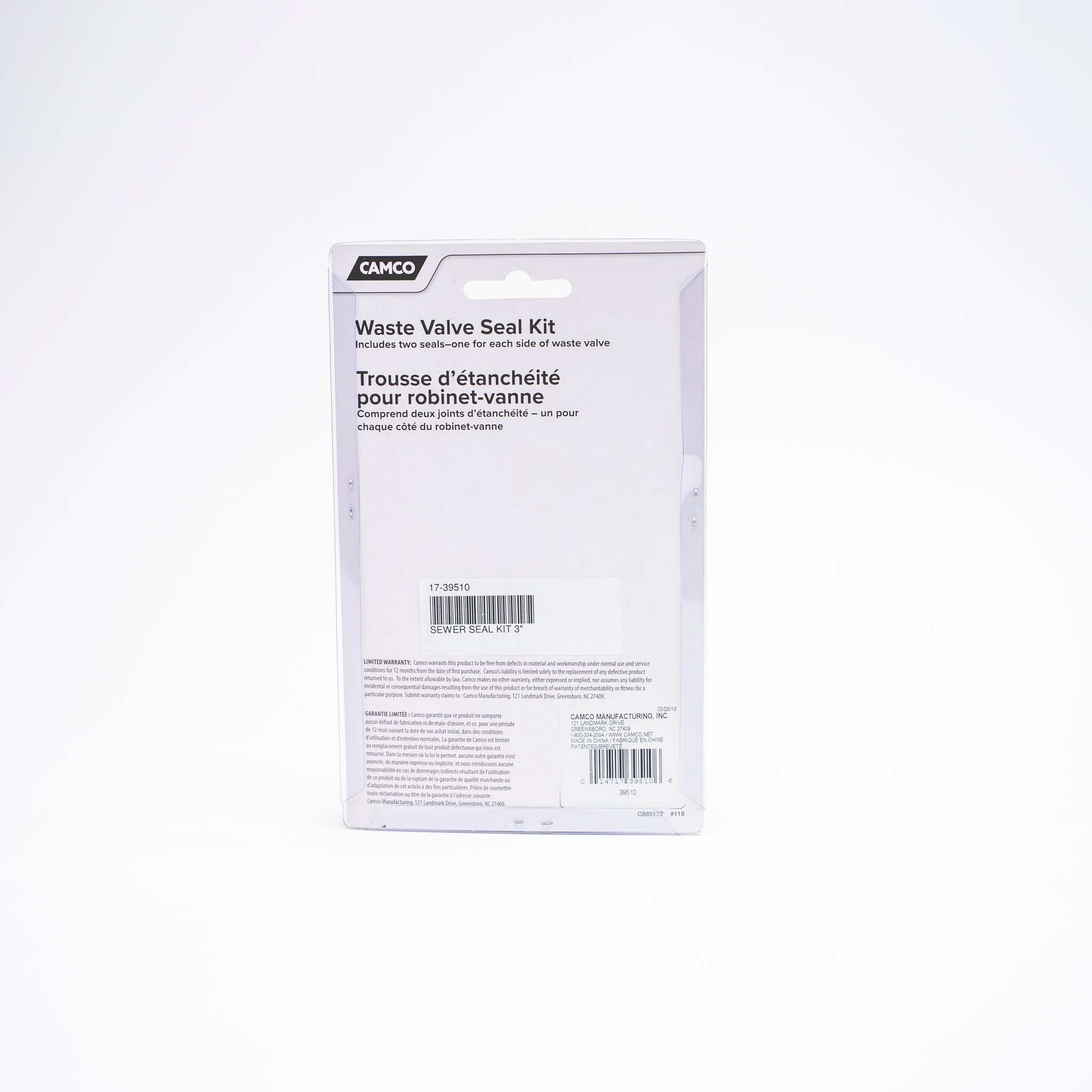 Camco 39510 3-Inch RV Waste Valve Seal Kit - Durable Replacement for RV Toilet Systems | Perfect for RV Maintenance & Black Water Tank Repairs