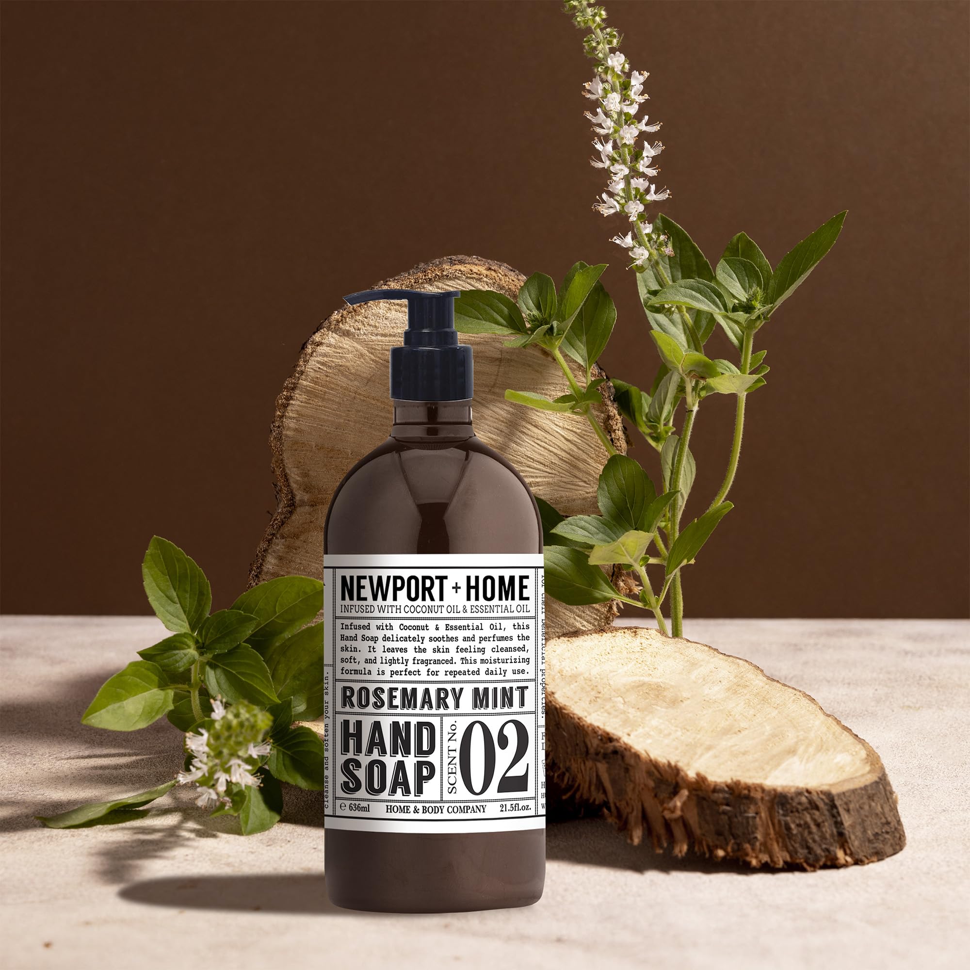 Newport Home Hand Soap - Wild Lavender & Rosemary Mint Scent, 21.5 fl oz (Set of 4) | Moisturizing Liquid Soap for Kitchen, Bathroom & Guest Washrooms | Gentle Cleansing for Hands & Body | Home & Body Co.