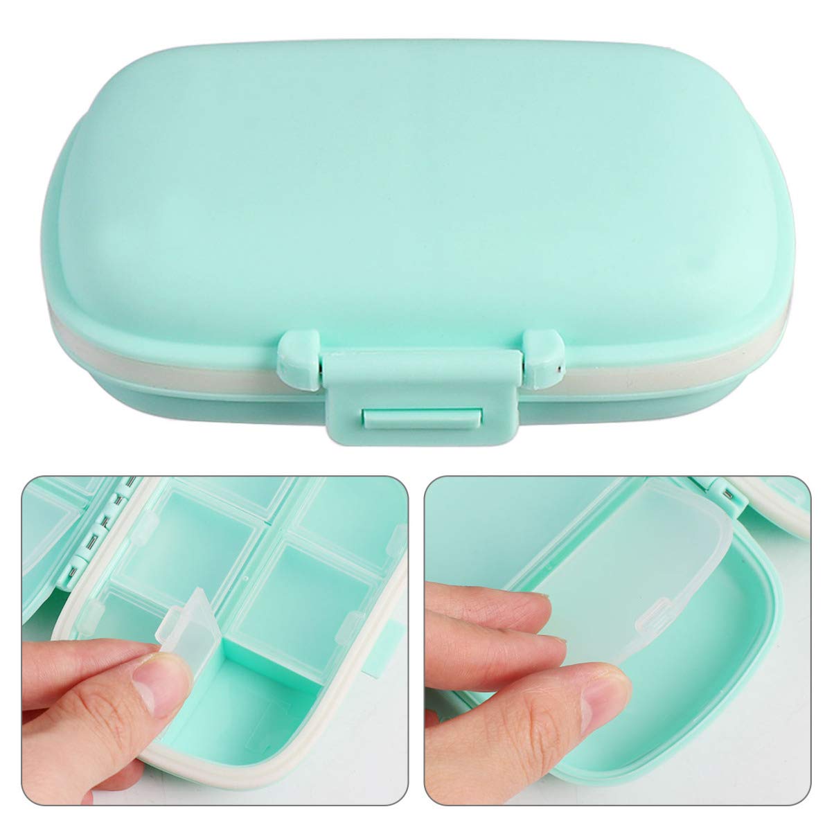 4-Pack 8-Compartment Double Seal Ring Pill Organizer - Portable Travel Pill Case with Secure Locks - Mini Plastic Pill Holder for Daily Medication, Vitamins & Supplements - Perfect for Travel, Gym & On-the-Go Use