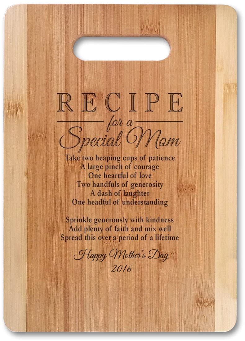 Personalized Bamboo Cutting Board 13x9.5 Inch - Custom Engraved Mother's Day, Birthday & Christmas Gift for Mom - Perfect for Serving Charcuterie, Cheese & Appetizers