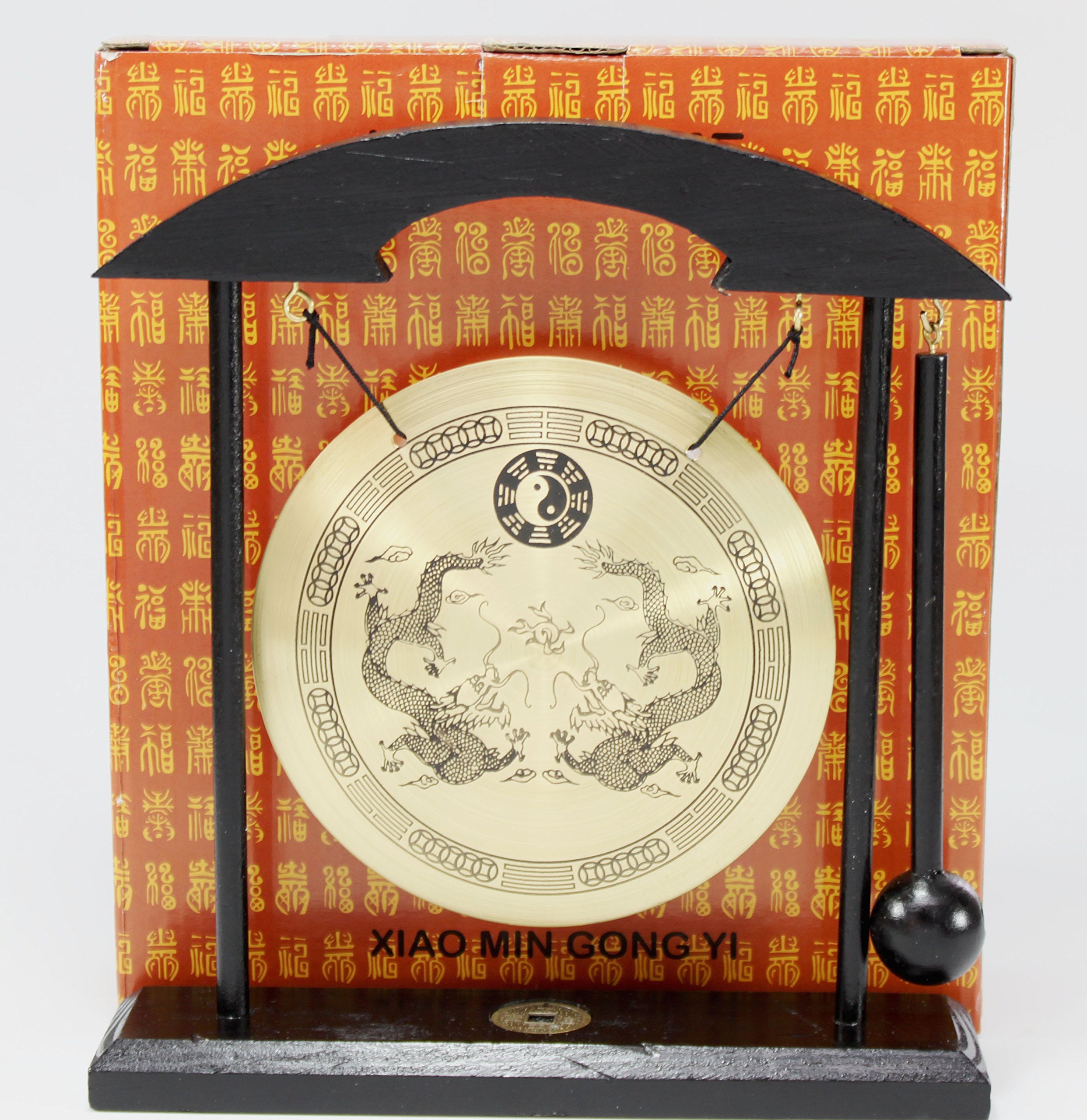 Brass Zen Table Gong - Feng Shui Meditation Desktop Decor for Home & Office - Perfect for Stress Relief, Yoga Studios, and Mindfulness Spaces