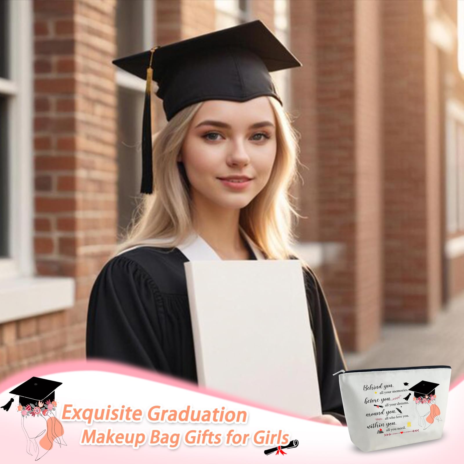 Class of 2025 Graduation Gifts for College & High School Students - Personalized Graduate Gift Bags for Women, Her Senior Nights & Master Degree - Makeup & Travel Toiletry Bag Set - Perfect for Commencement Ceremonies, Dorm Essentials & Vacation Trips