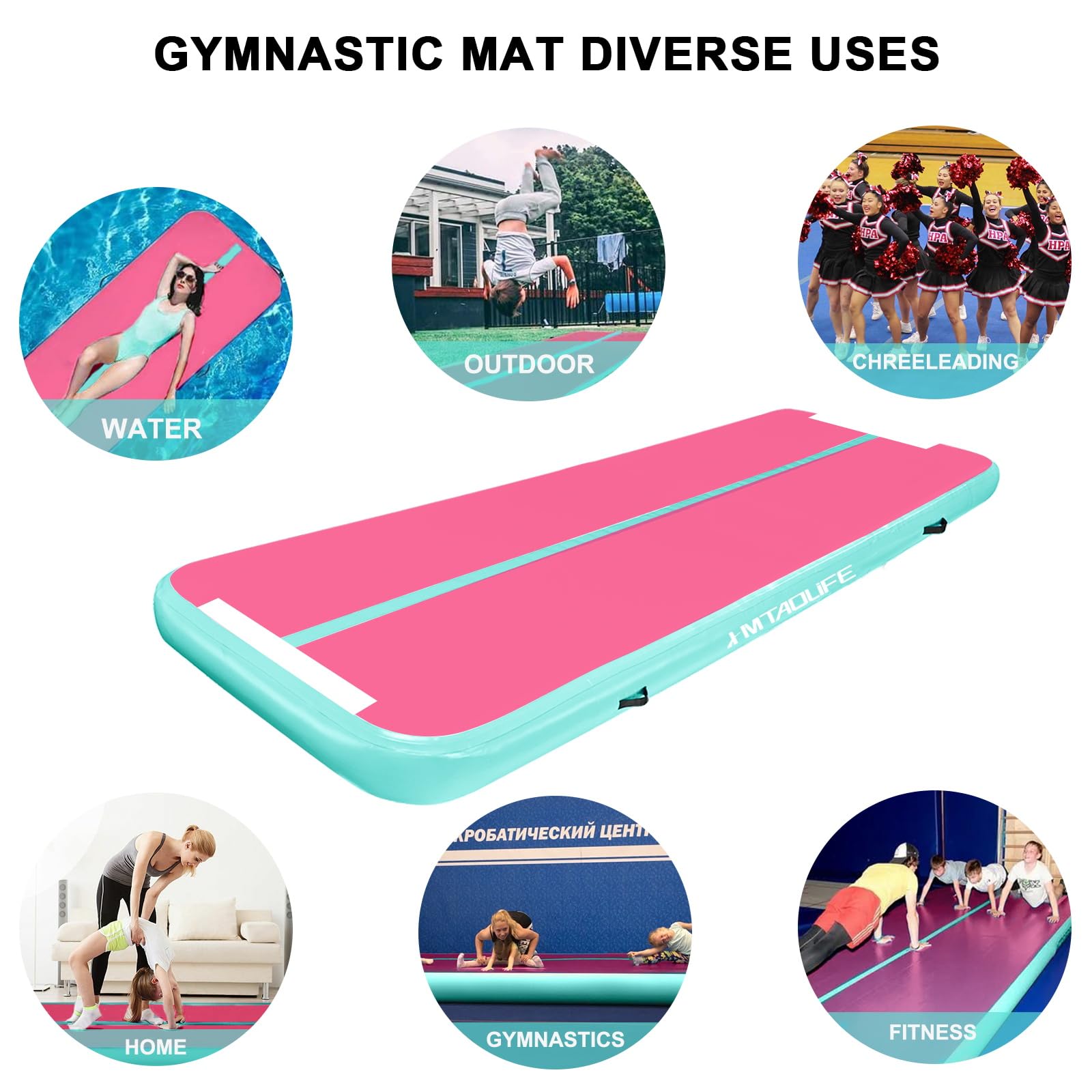 Inflatable Gymnastics Air Roller & Tumbling Barrel Mat - Yoga Backbend Trainer for Cheerleading, Home Workouts & Flexibility Training | Perfect for Kids, Adults & Professional Athletes