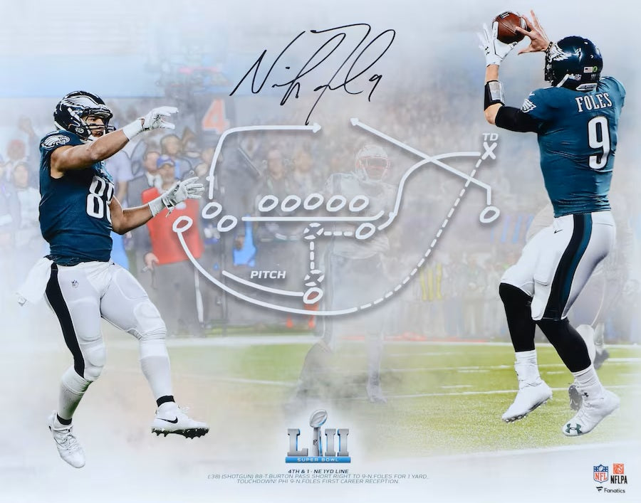 Nick Foles Autographed 16x20 Philadelphia Eagles Super Bowl 52 Philly Special Photo - Limited Edition Collectible for Sports Memorabilia Fans - Perfect for Man Cave, Game Room Decor or Eagles Fan Gift