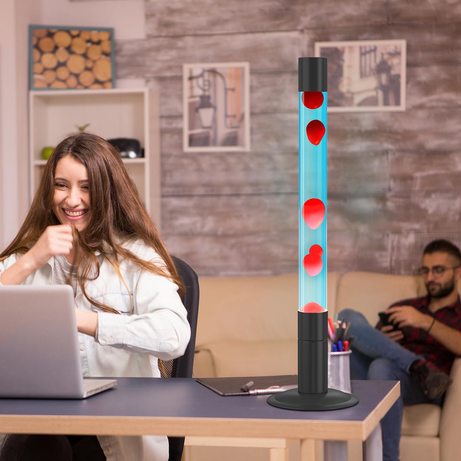 30-Inch Relaxing Liquid Motion Lamps - Soothing Magma Lamps for Home & Office Decor, Perfect for Living Room, Bedroom or Meditation Space (Blue Water with Red Wax) - Stress Relief & Mood Lighting for Adults