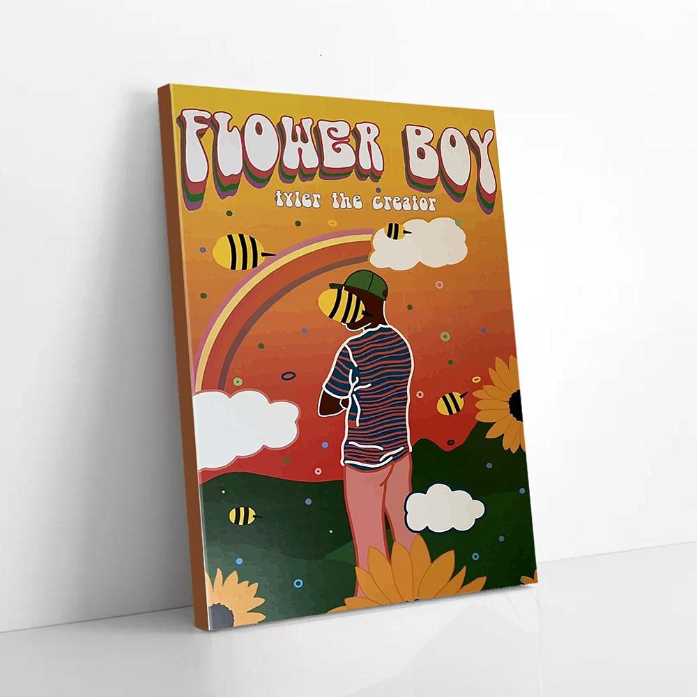 Funny Bee Inspirational Quote Canvas Wall Art - Flower Boy Tyler The Creator Print - Ready to Hang Home Decor Gift (CV09516) | Perfect for Living Room, Bedroom & Office Wall Decoration