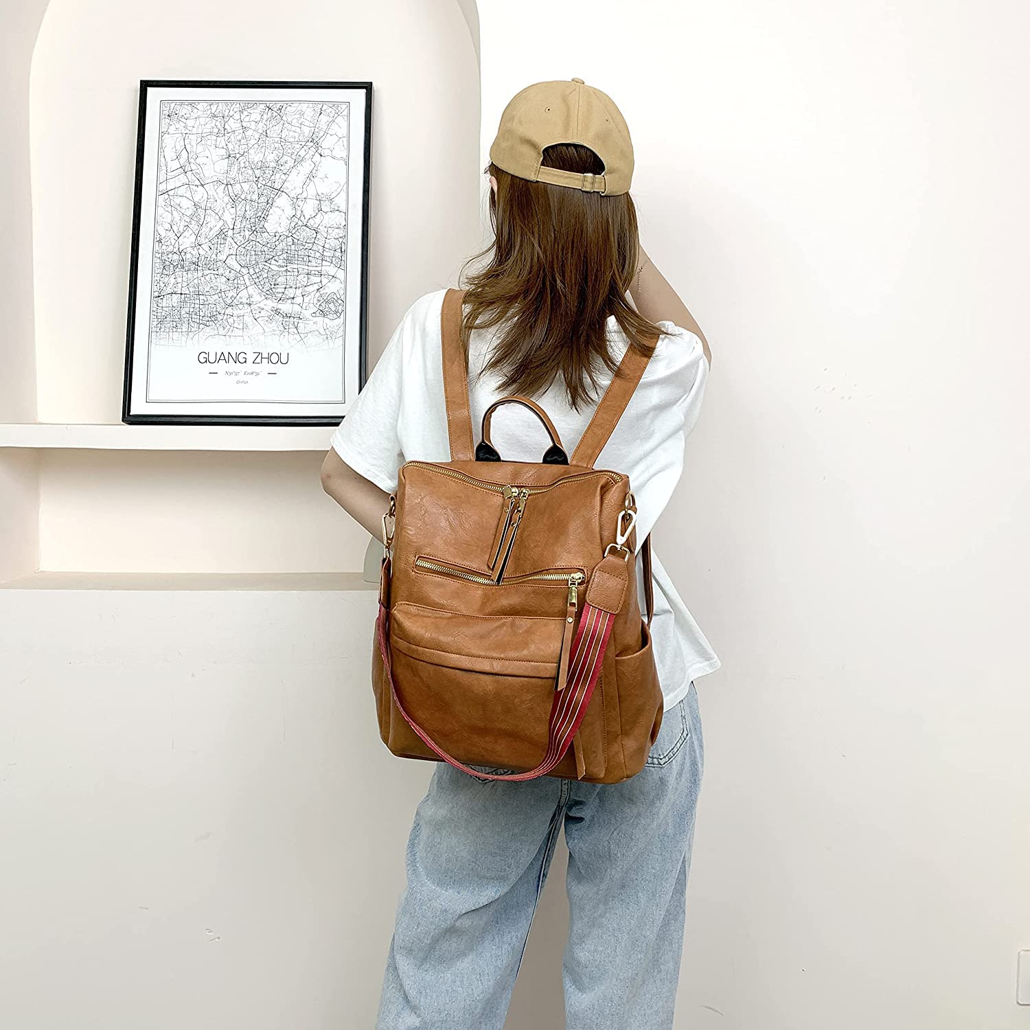 Venomo Unisex Fashion Backpack - Multipurpose Travel Backpack & Shoulder Bag, Durable Polyester Casual Backpack for Men & Women (Tan) - Perfect for Work, School, Hiking & Daily Commute