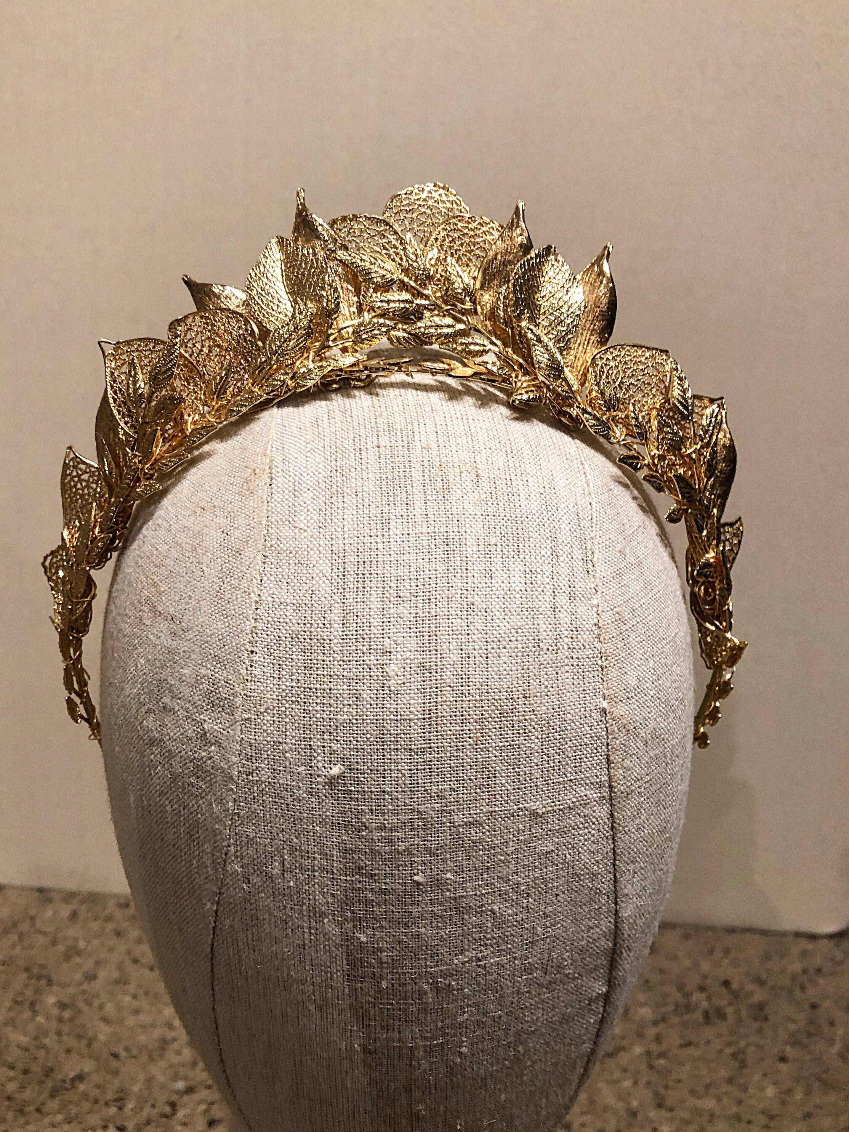 CORTLAND Gilded Leaves Tiara - Elegant Gold Leaf Crown for Women, Bridal Headpiece, Wedding Accessories, Prom Queen, Pageant, Cosplay, and Special Occasions