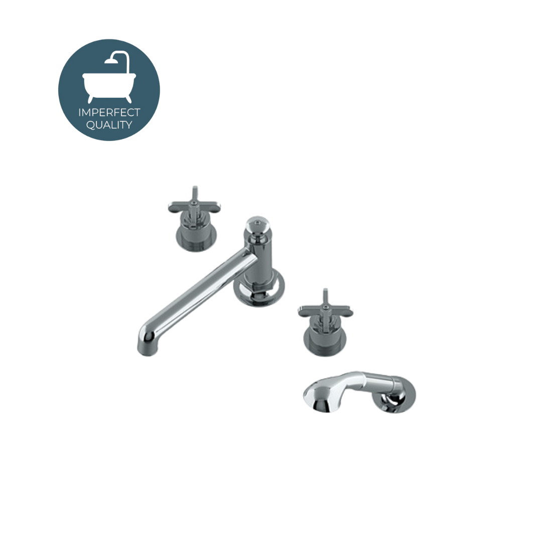 Henry Low Profile Concealed Tub Filler with 1.75GPM Handshower & Chrome Metal Cross Handles - Perfect for Modern Bathroom Renovations and Spa-Like Shower Experiences
