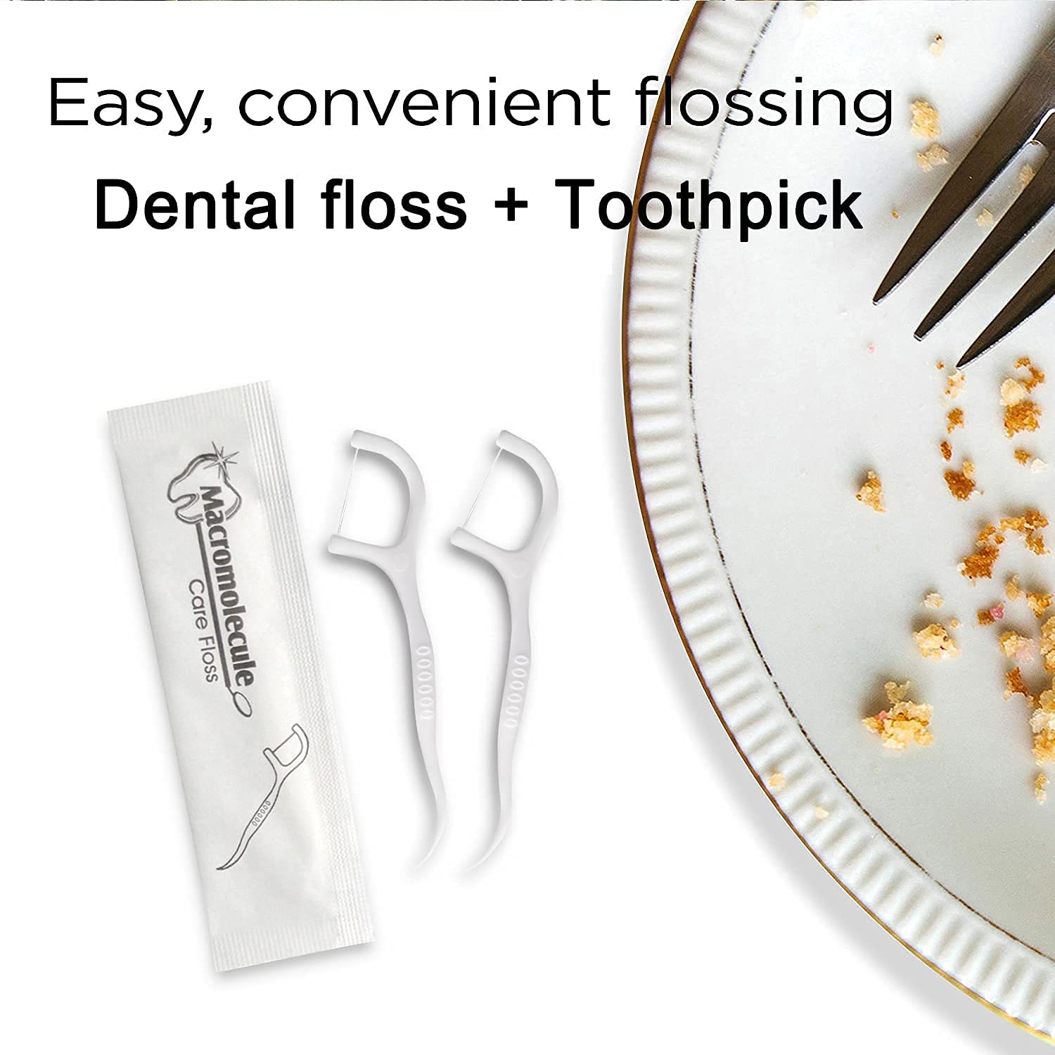 300 Pack Individually Wrapped Dental Floss Picks | Unflavored Disposable Flossers & Floss Sticks | Perfect for Travel, Home & Office Oral Care