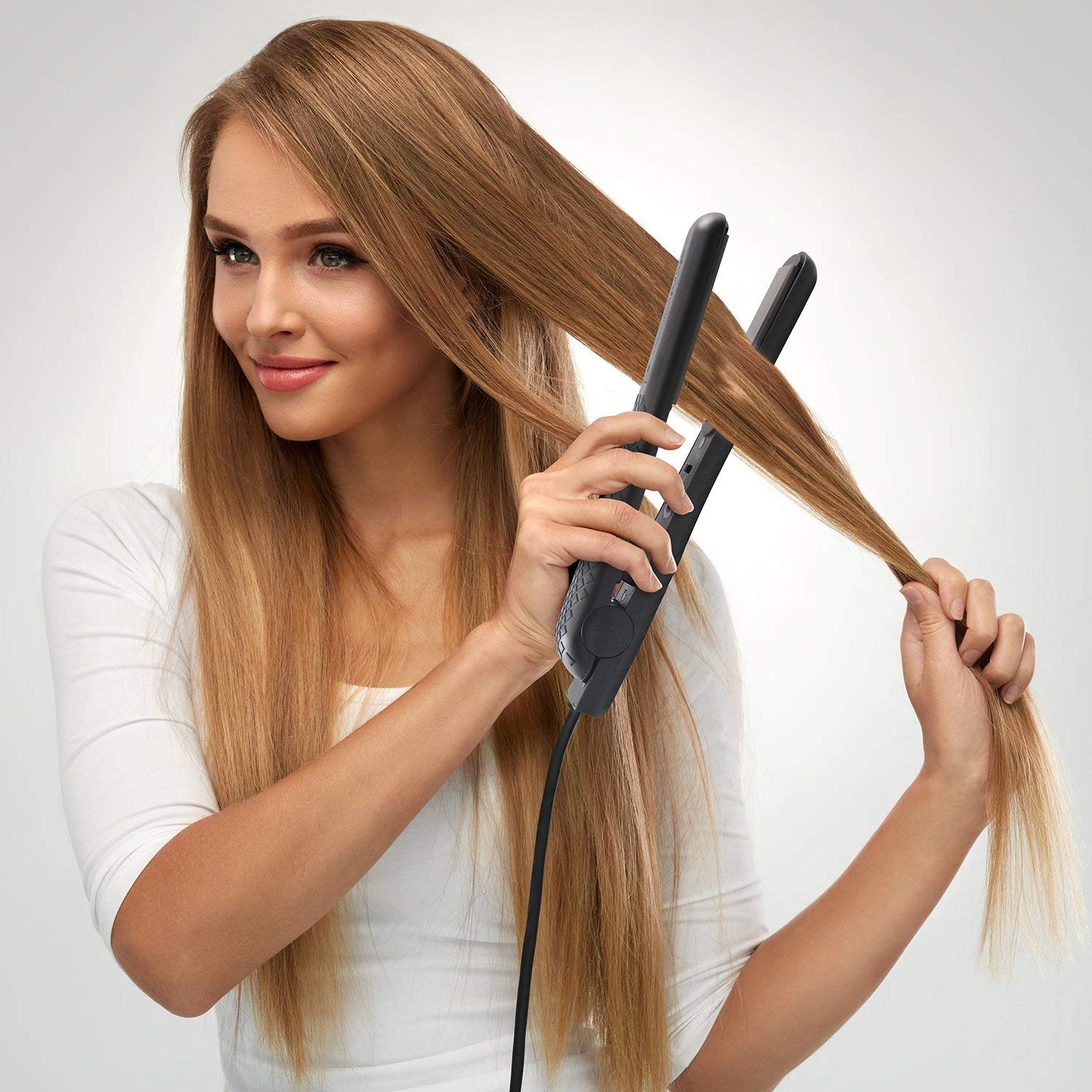 Herstyler Superstyler Onyx Ceramic Flat Iron & Evolution Hair Serum Kit - Professional Hair Straightener for Smooth, Shiny & Frizz-Free Hair - Perfect for Home Use, Salons & Travel