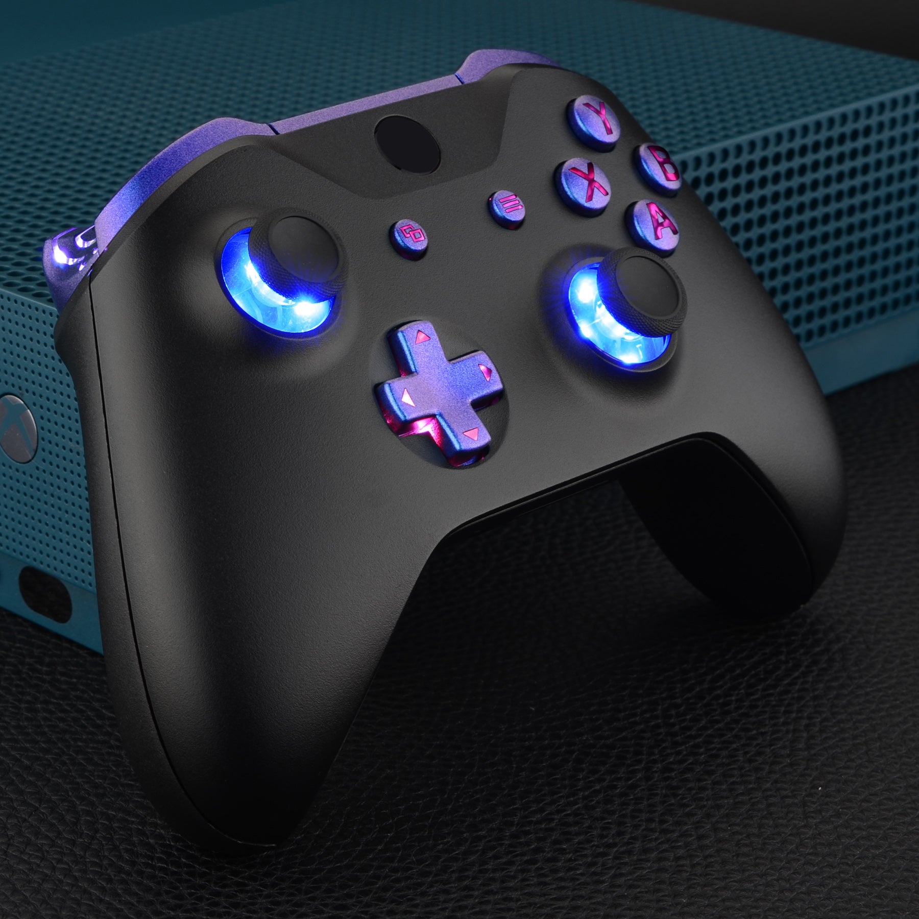 eXtremeRate Multi-Color LED Illuminated Buttons DTFS (DTF 2.0) Kit for Xbox One X & S Controller - Chameleon Purple Blue | Custom Gaming Setup for Enhanced Night Play & Competitive Edge