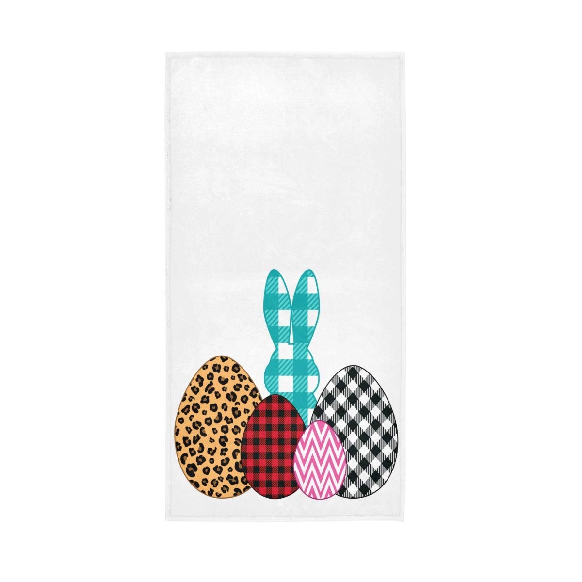 Blue Buffalo Plaid Bunny Hand Towel - Soft Cotton Bathroom Towel for Women, Easter Home Decor, Unique Plush Shower & Beach Towel - Perfect for Bathroom, Kitchen, and Holiday Gifting