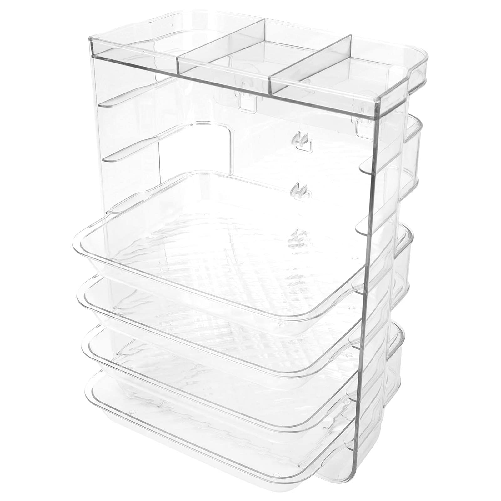 Cabilock 1-Piece Clear Plastic Kitchen Serving Tray - Multi-Layer Food Preparation Dish, Vegetable Side Dish Holder & Utility Cart Organizer | Perfect for Meal Prep, Buffet Serving & Kitchen Storage