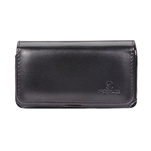 Premium Black Leather Sideways Phone Holster with Swivel Belt Clip for AT&T Samsung Galaxy S5 Mini - Secure Carry Case for Work, Outdoor & Active Lifestyle