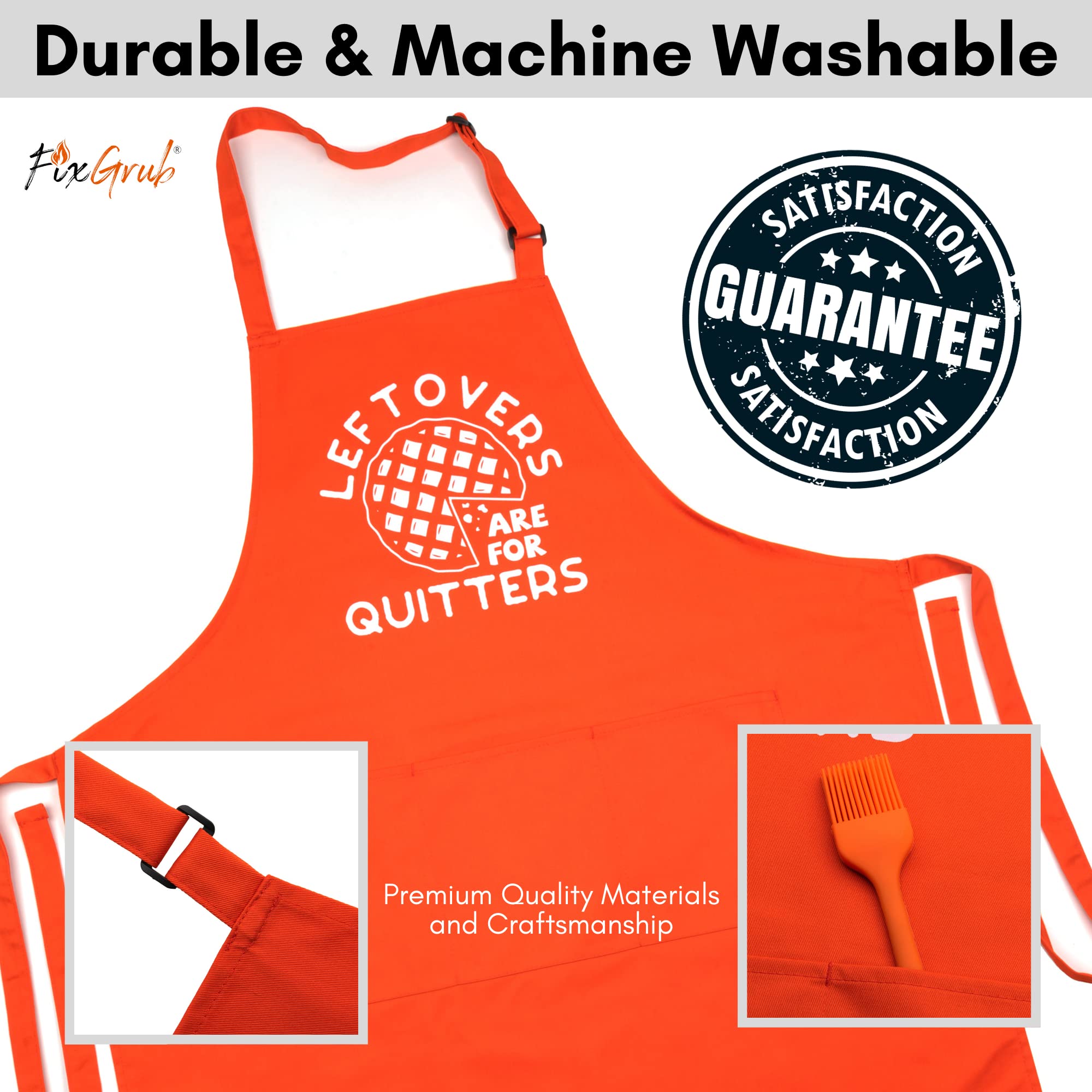 Funny Kitchen Apron for Men & Women - Baking & Cooking Apron with 3 Pockets & Pastry Brush - Perfect for BBQ, Grilling, Baking & Holiday Gifts