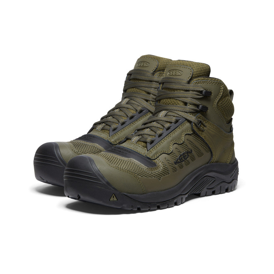 Men's Reno Mid Waterproof Hiking Boots with Carbon Toe - Dark Olive/Black | Outdoor Trekking & Winter Adventure Footwear