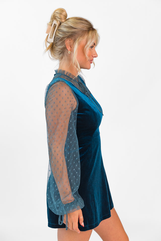 Into The Blue Velvet and Swiss Dot Romper for Women - Summer Casual Jumpsuit with Pockets | Perfect for Beach Outings, Brunch Dates & Vacation Wear