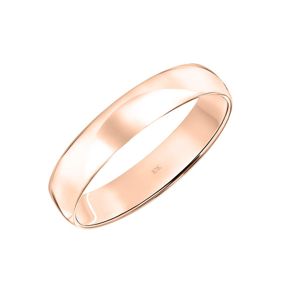 4MM Solid Gold Men's Wedding Band – 10K & 14K Yellow/White/Rose Gold Wedding Ring for Men – Lightweight & Polished Comfort Fit Band – Perfect for Everyday Wear, Anniversaries & Special Occasions