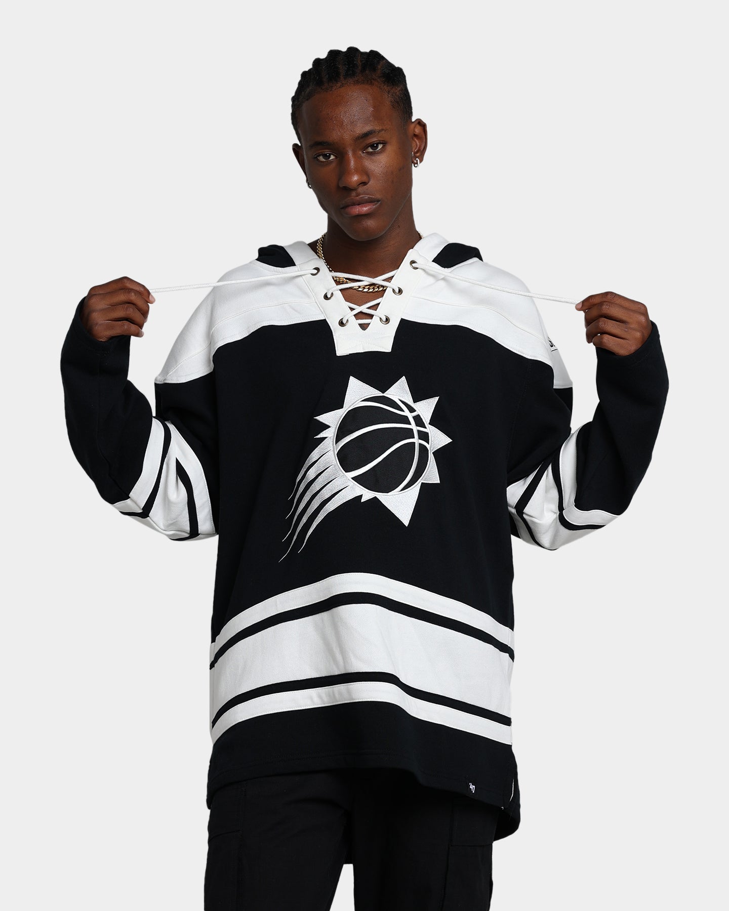 47 Brand Phoenix Suns Superior Lacer Hoodie for Men - NBA Basketball Fan Apparel - Jet Black - Perfect for Game Day & Casual Wear