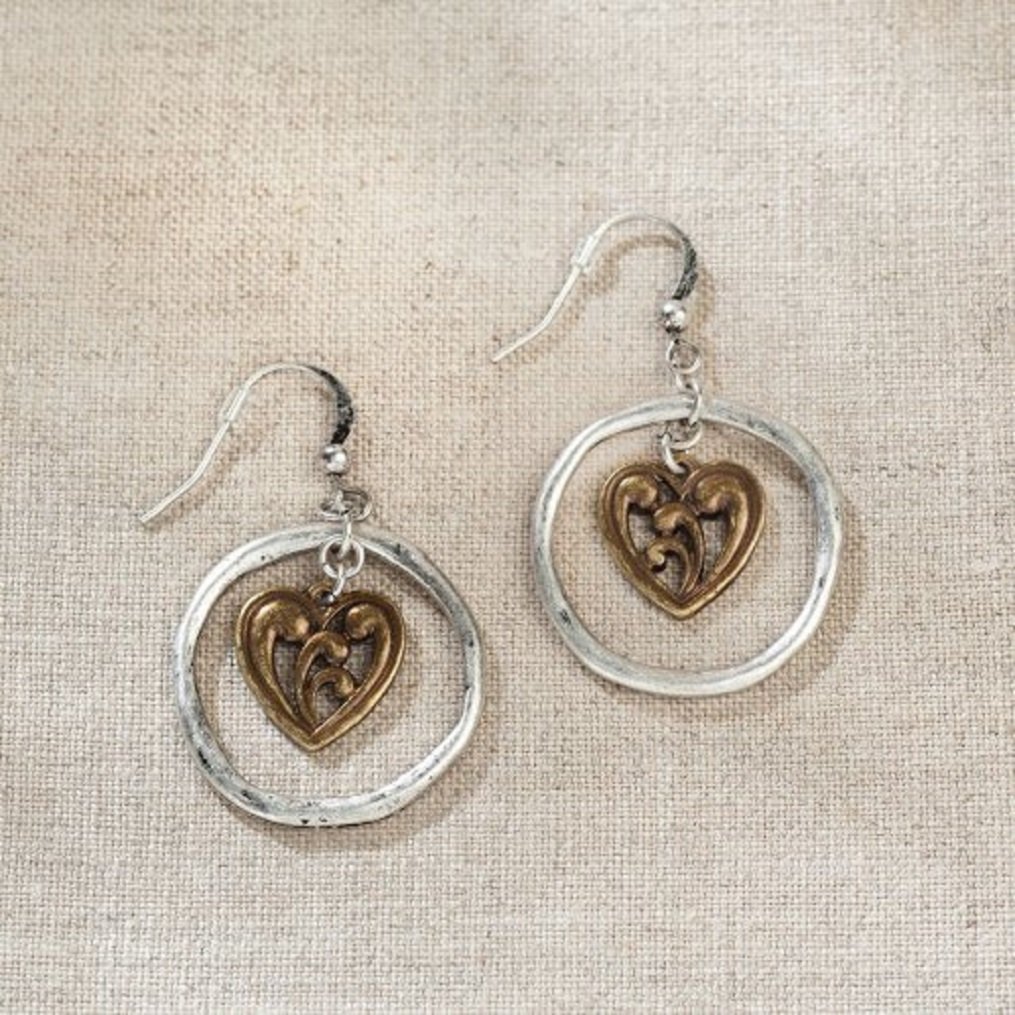 Jim Shore Heart Drop Earrings - Handcrafted Jewelry with Gemstone Accents | Perfect for Valentine's Day Gifts & Romantic Occasions