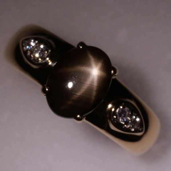 18K Yellow Gold Black Star Sapphire Diamond Ring for Women - Elegant Wedding, Engagement & Anniversary Jewelry Gift - Perfect for Special Occasions & Evening Events