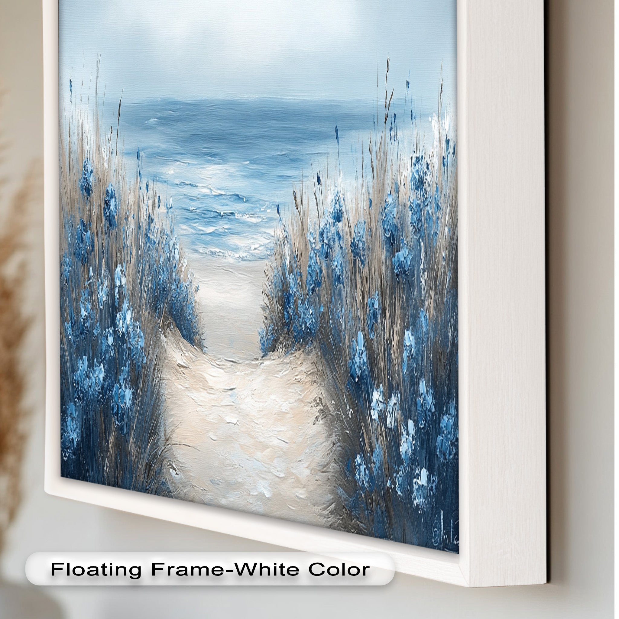 Coastal Beach Path Wall Art - Handmade Landscape Oil Painting for Living Room, Bedroom & Office Decor | Scenic Shoreline Canvas Print