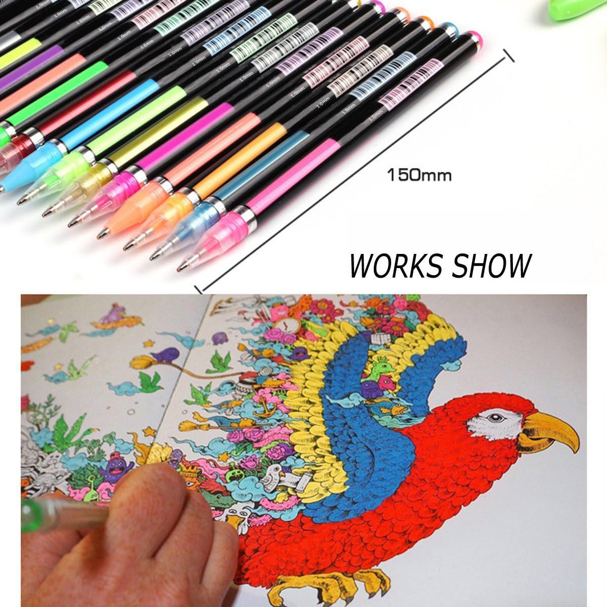 48 Pack Color Gel Ink Pens Set - 1.0mm Fine Tip, Glitter & Neon Gel Pens for Coloring Books, Scrapbooking, Drawing, Doodling, Manga Art - Perfect for Kids & Adults (School, Office, Home, DIY Crafts)