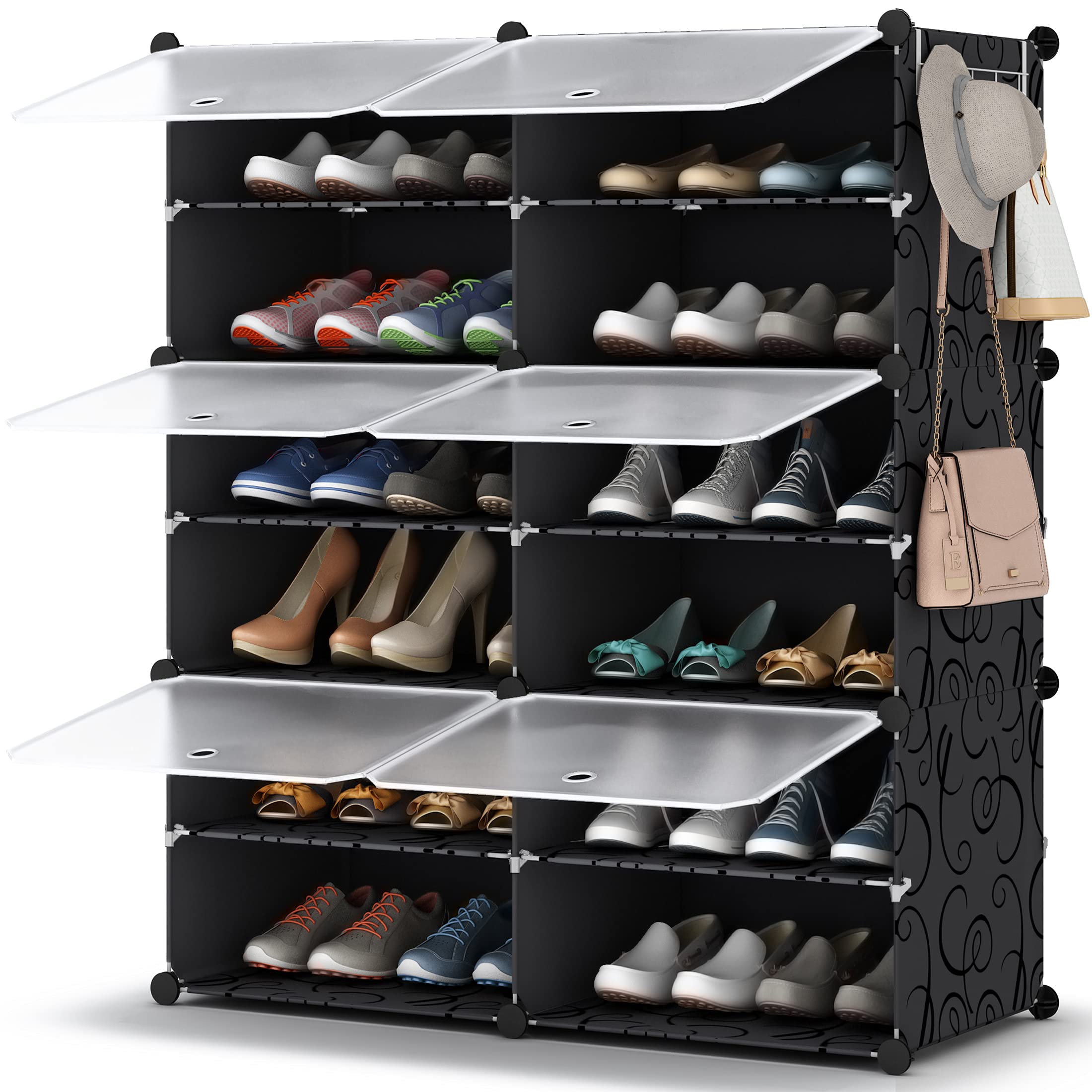 HOMIDEC 6-Tier Shoe Rack Organizer - 24 Pair Plastic Shoe Storage Cabinet for Closet, Hallway, Bedroom & Entryway - Space Saving Solution for Shoe Lovers & Home Organization