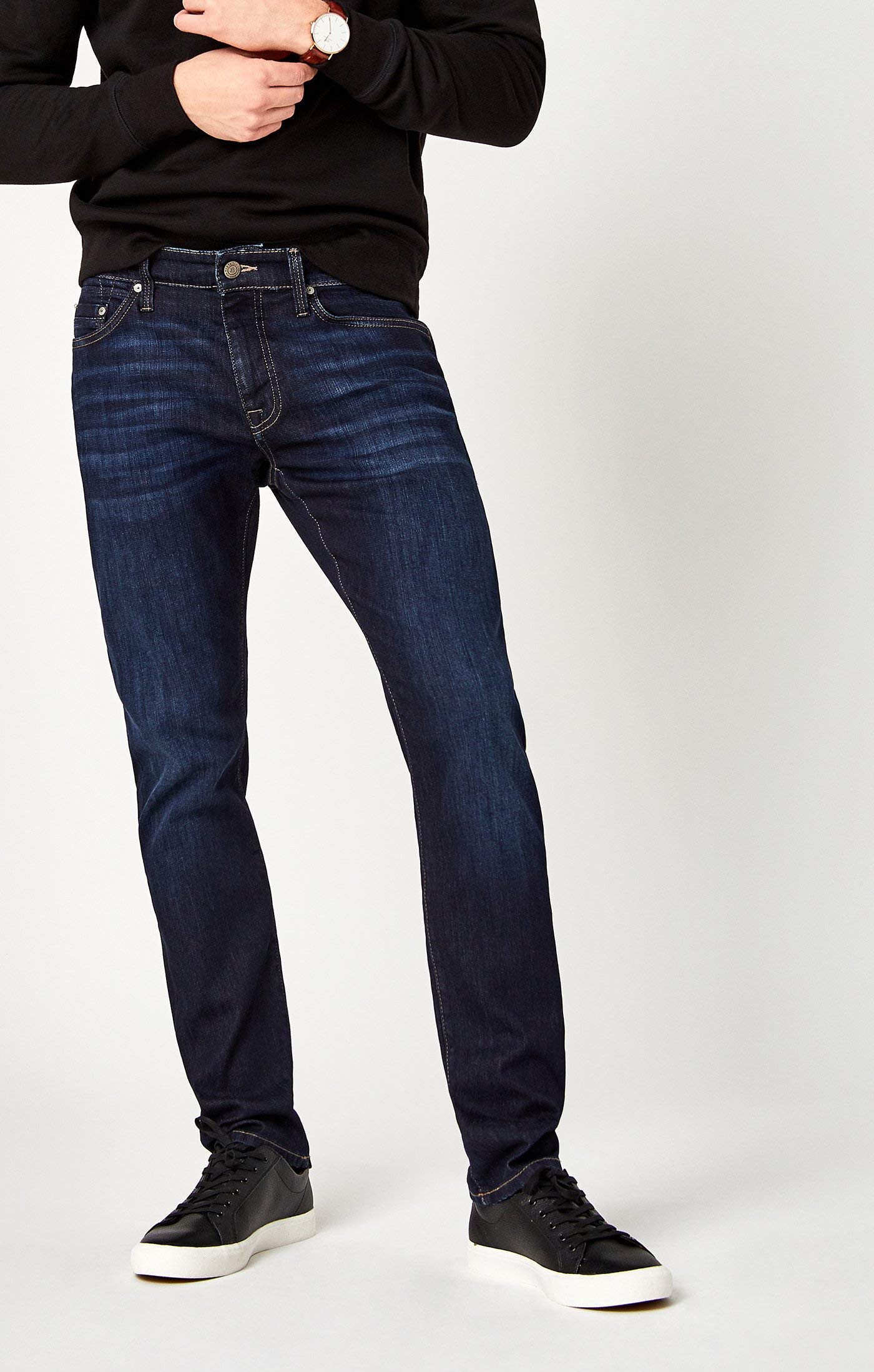 Mavi Jake Men's Slim Fit Jeans - Regular Rise, Slim Leg, Dark Blue Rinse Brushed Williamsburg Denim (40x34) | Comfortable & Stylish for Casual Wear, Office & Night Out