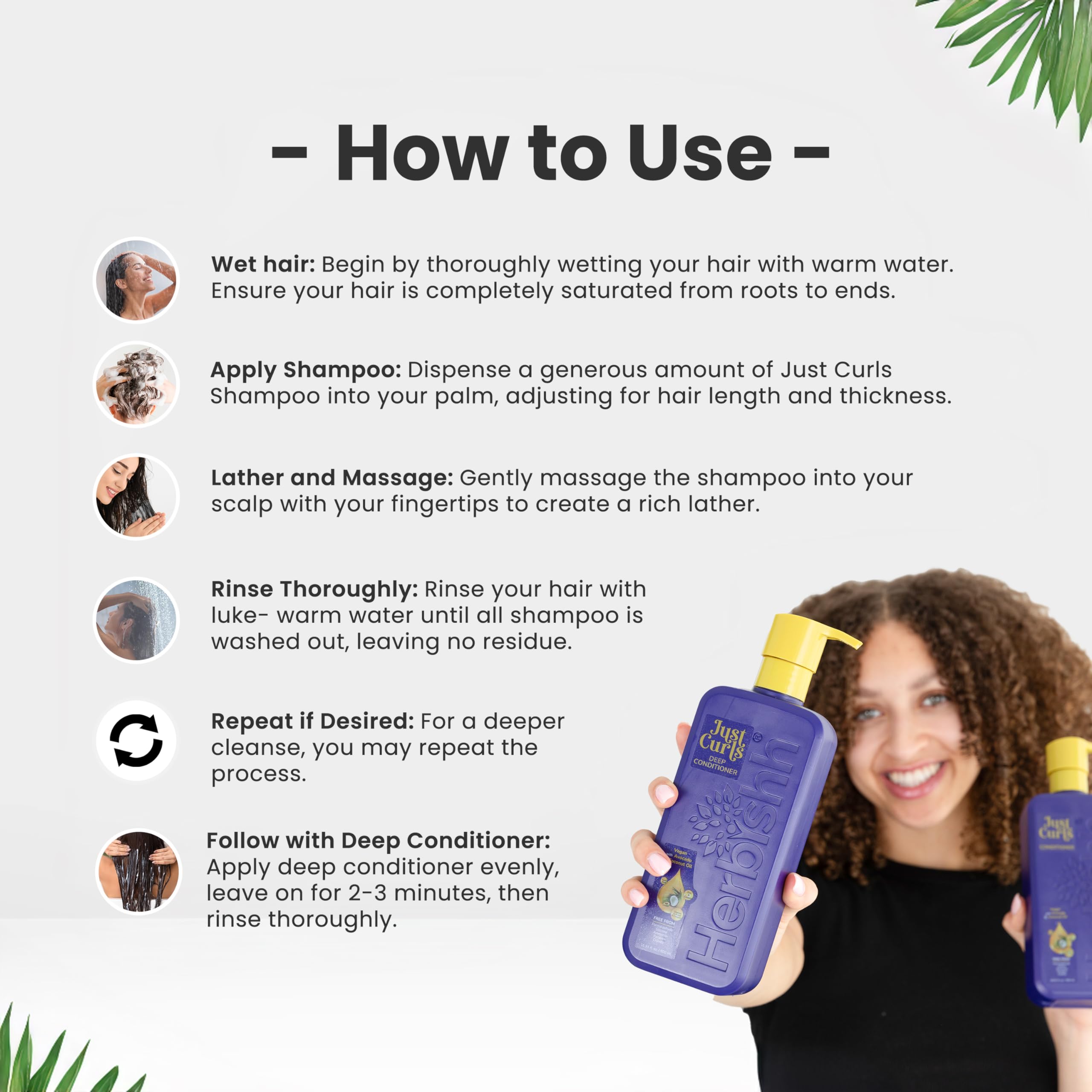 Herbishh Just Curls Deep Conditioner for Curly Hair - Hydrating Hair Wax Stick for Women & Men - Perfect for Defining Curls & Reducing Frizz (Home & Salon Use)