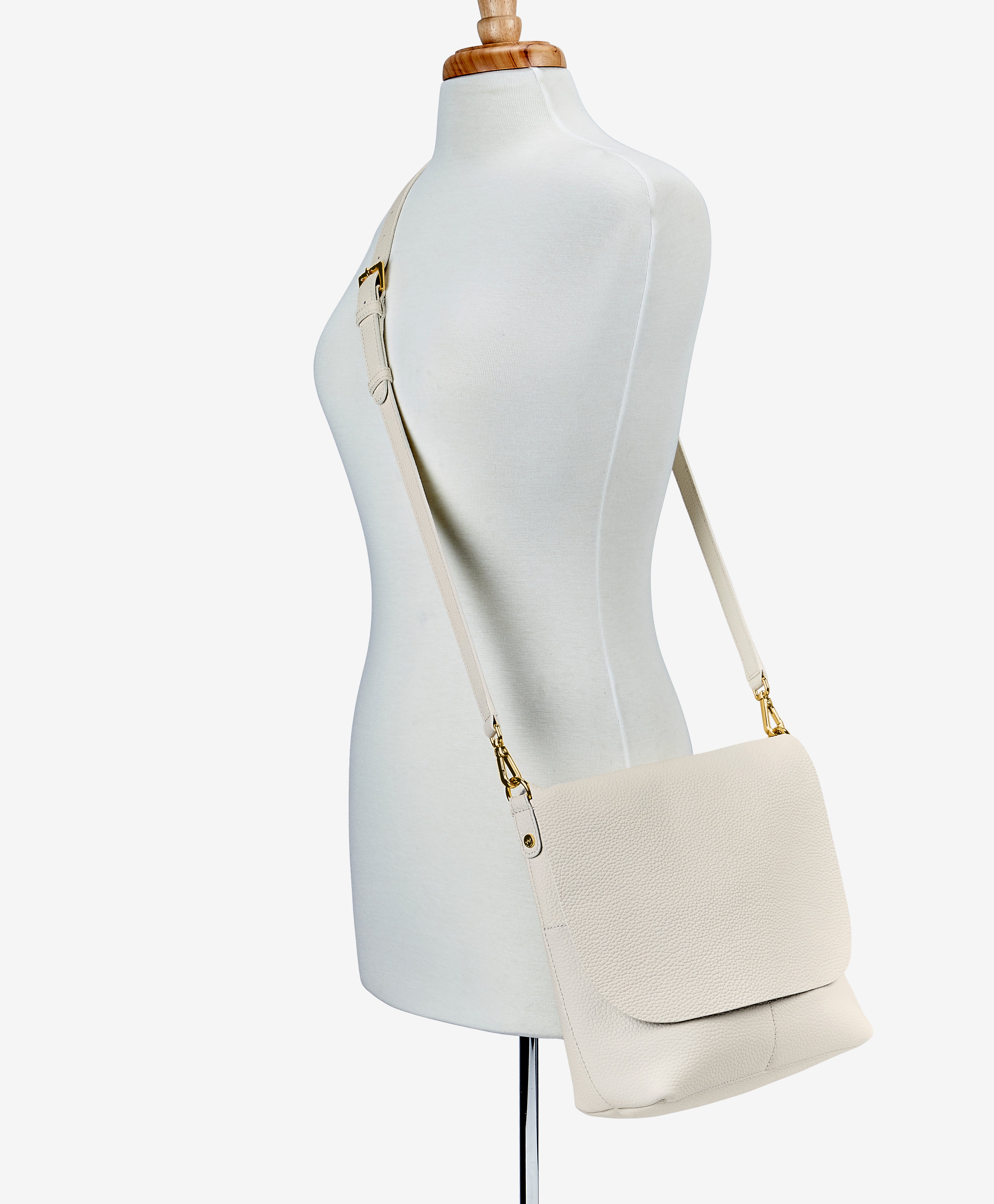 Andie Crossbody Bag for Women - Ivory Pebble Grain Leather Purse - Stylish & Durable Handbag for Daily Use, Work, Travel & Shopping