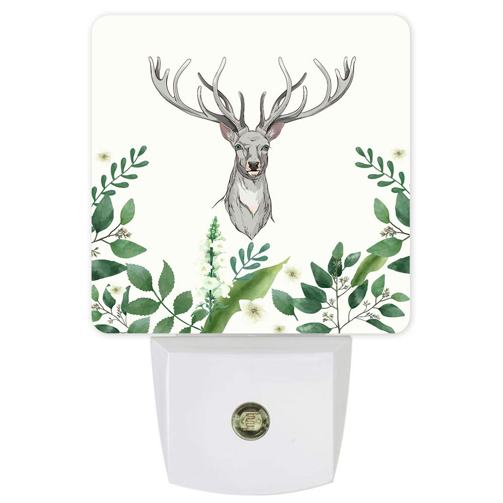 LED Night Light Plug in Wall with Dusk to Dawn Sensor - Cute Deer Animal Design for Kids Room, Nursery, Bathroom, Bedroom & Hallway | Energy Efficient Nightlight for Safe Navigation & Cozy Ambience