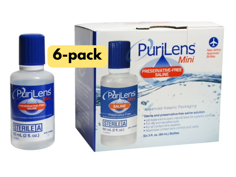 PuriLens Plus Saline Solution for Contact Lenses - 2 oz Bottle | Gentle Eye Rinse & Lens Cleaning Solution | Perfect for Daily Contact Lens Care & Comfort