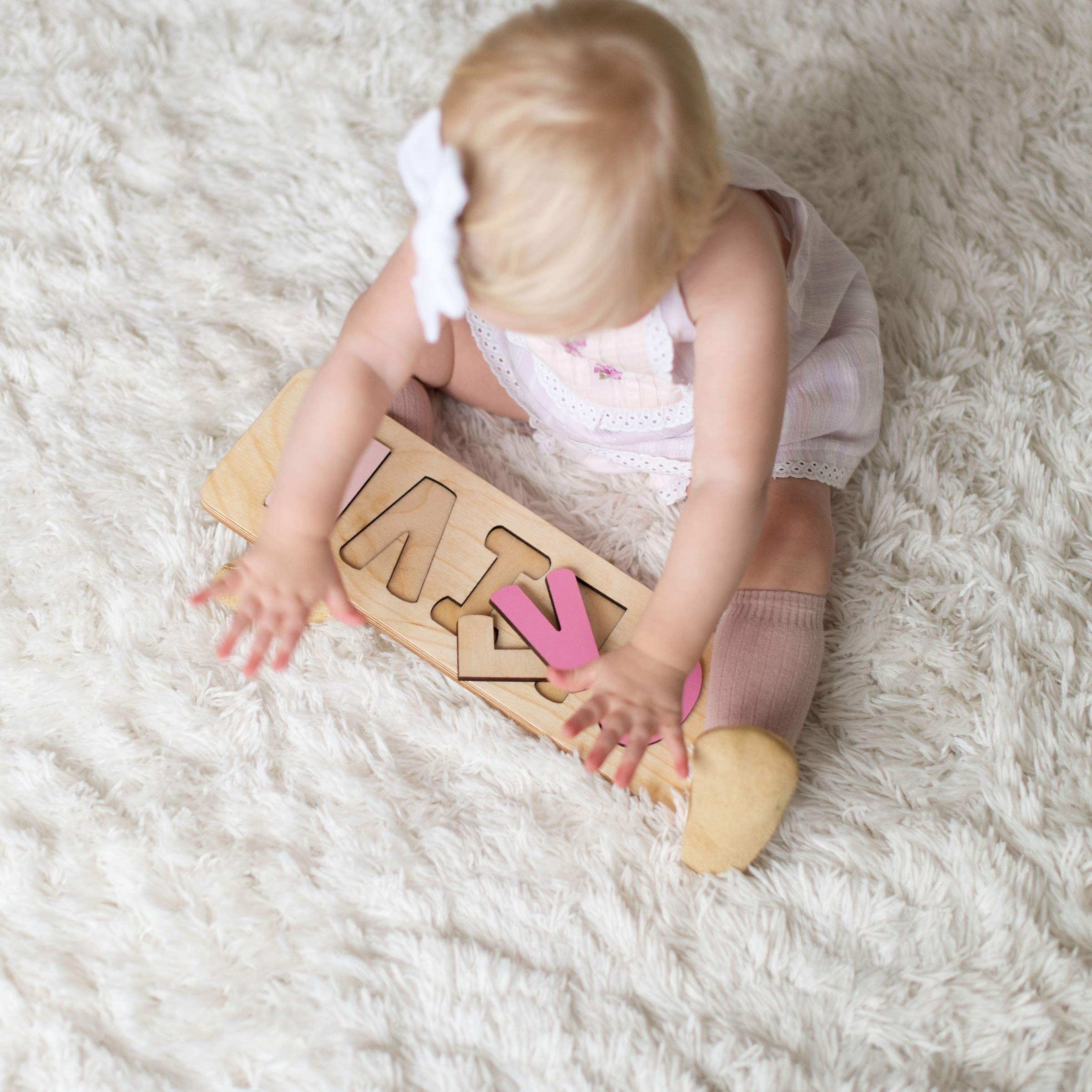 Personalized Wooden Name Puzzle for Kids - Handmade in USA by Bloom Owl - Custom Baby Gifts for Boys & Girls - Montessori Learning Toy - Perfect for Christmas, First Birthday & Nursery Decor