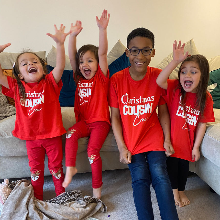 Christmas Cousin Crew T-Shirts - Funny Matching Family Holiday Tees for Christmas Parties & Festive Gatherings