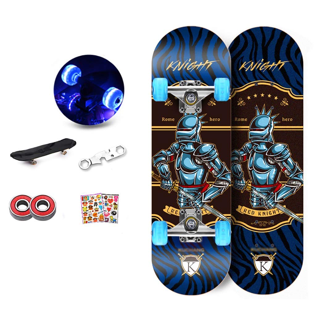 JH 28 Inch 4-Wheel Skateboard for Beginners - Kids Ages 6-8 & Adults - Professional Double Warp Scooter Board for Commuting, Park Riding & Outdoor Fun