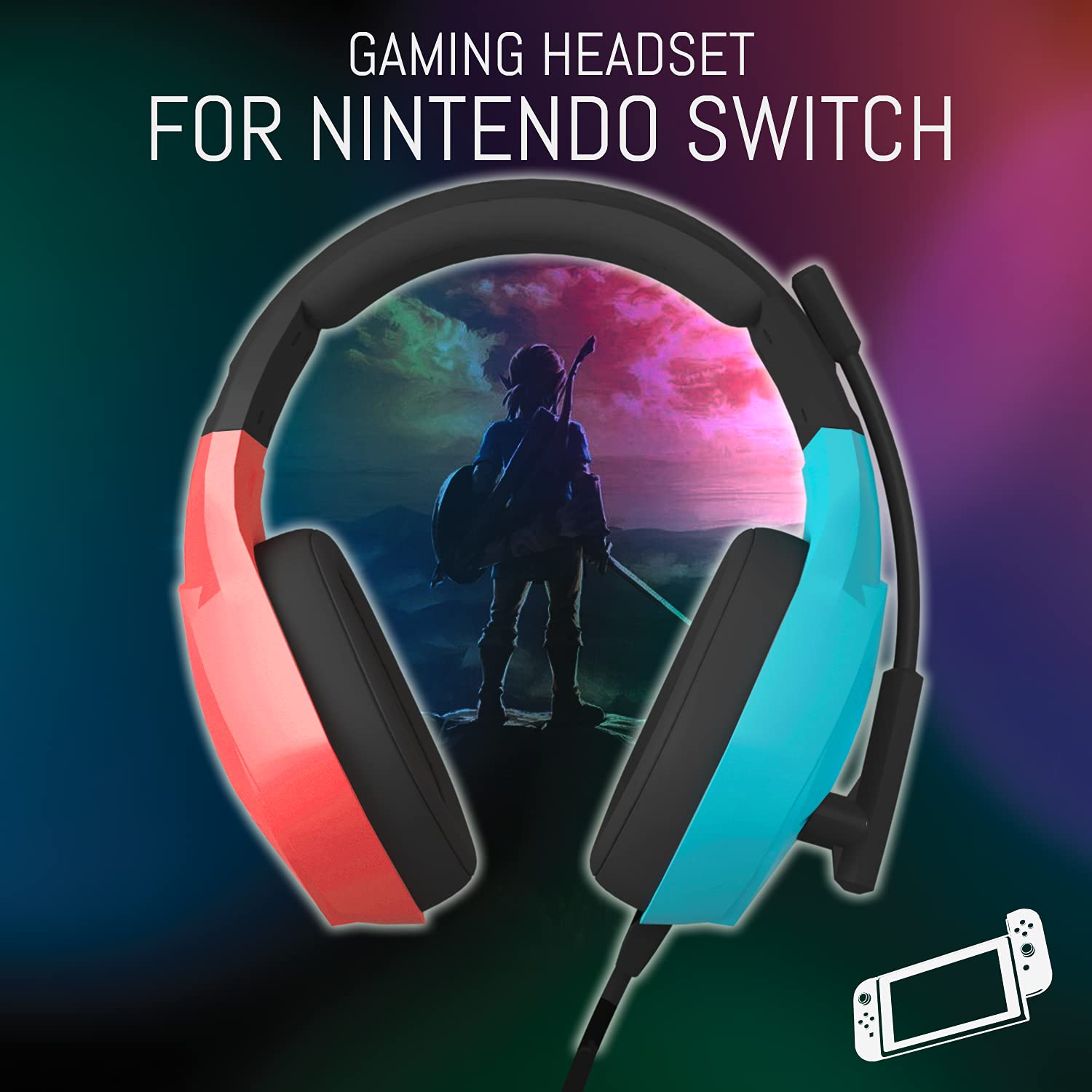 Orzly Hornet RXH-20 Tanami Edition Gaming Headset with Microphone - LED Light, Remote Control, Compatible with Nintendo Switch OLED & Lite (Joycon Color Match) - Perfect for Online Gaming, Streaming & Chatting