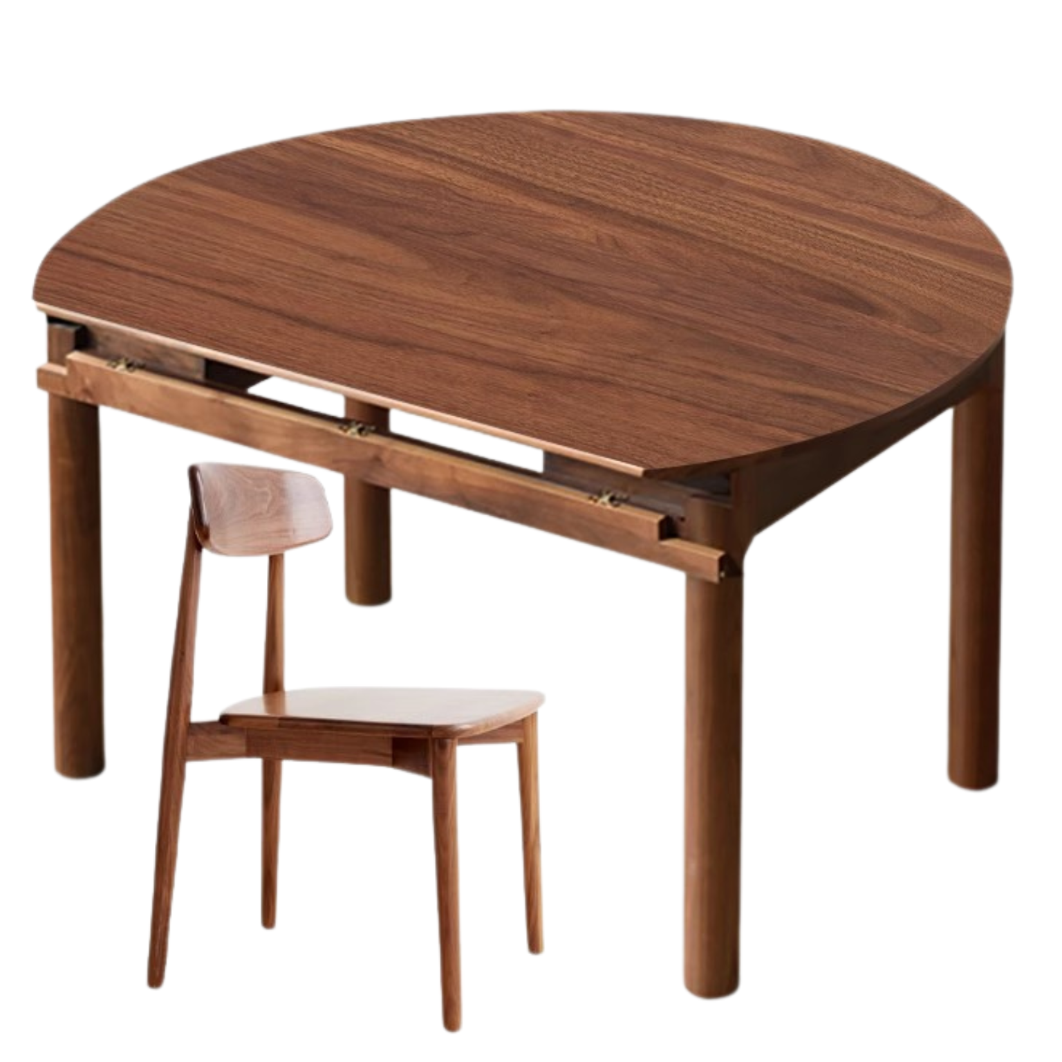 59.1x59.1x29.9 inch / 150x150x76 сm / Rich Dark Walnut color /Black walnut  Dining table + 6 chairs