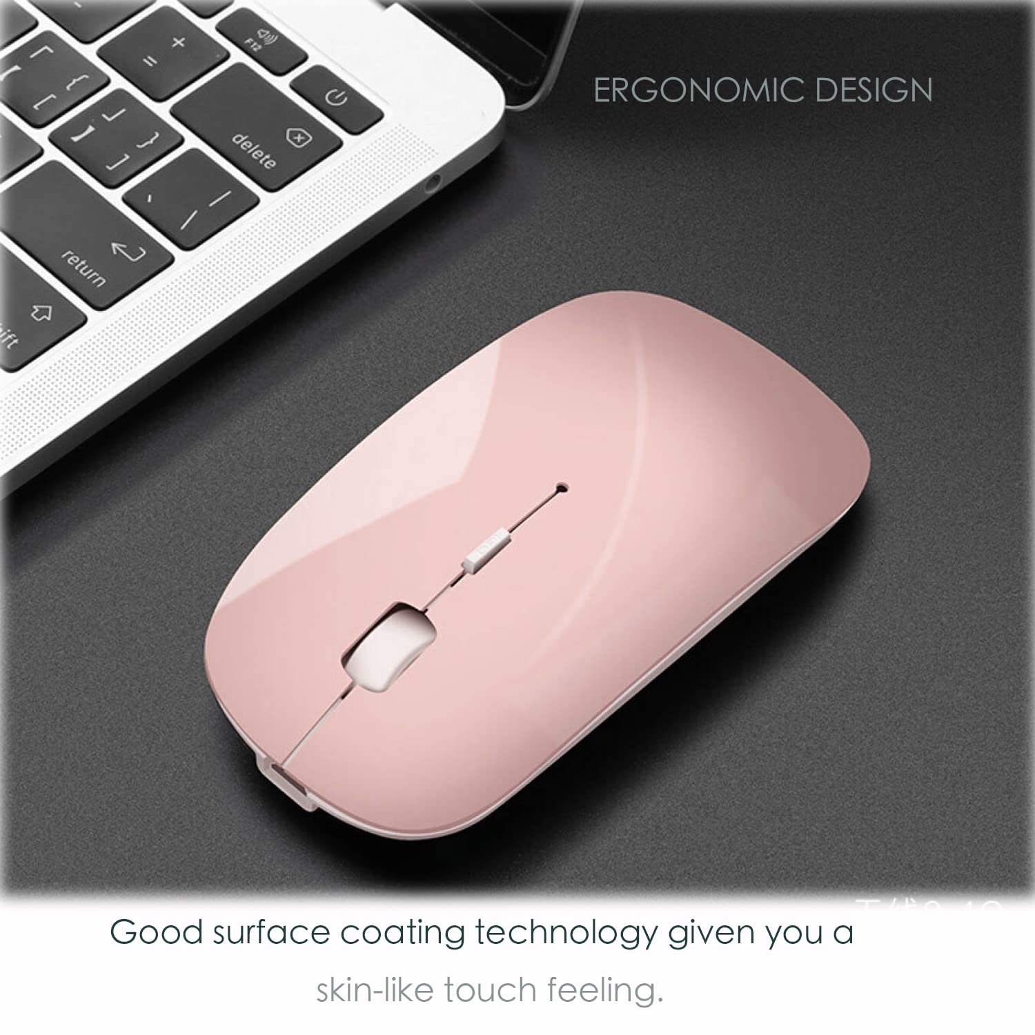 Wireless Bluetooth Mouse for Laptop, MacBook, iPad, PC - Compatible with MacBook Air/Pro, Windows, Chromebook (Jelly Pink) - Perfect for Work, Study & Travel